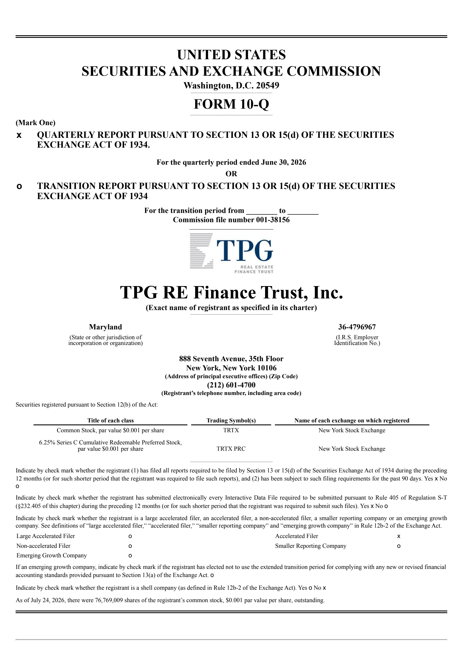 TPG RE Finance Trust's Q2 2026 Quarterly report