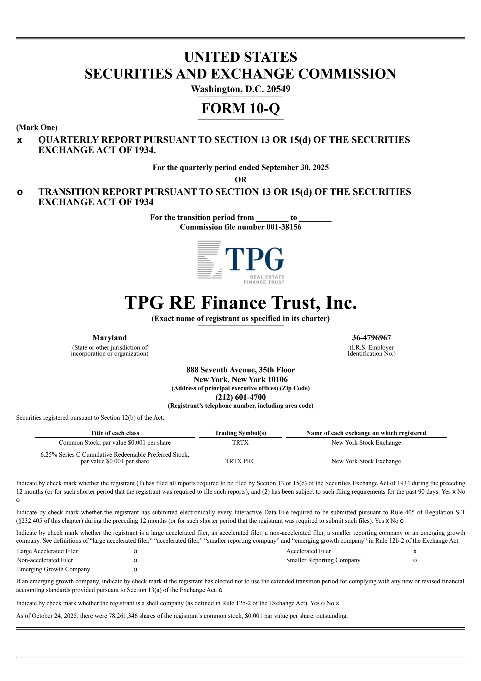 TPG RE Finance Trust's Q3 2025 Quarterly Report