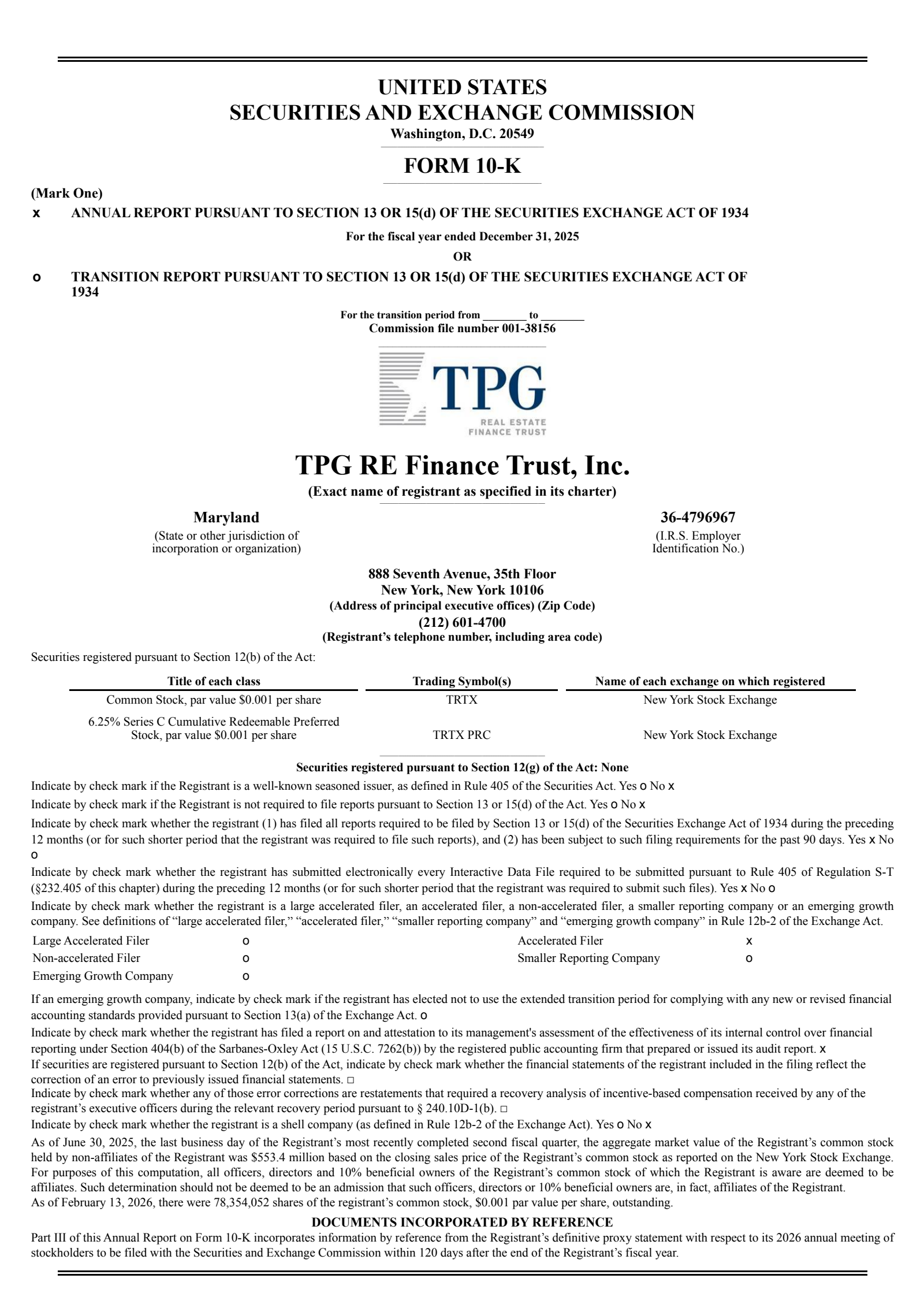 TPG RE Finance Trust's Q4 2025 Annual report