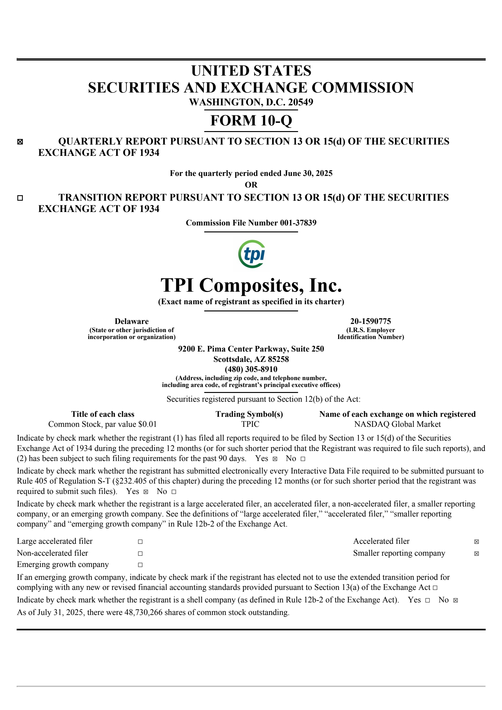 TPI Composites' Q2 2025 Quarterly report