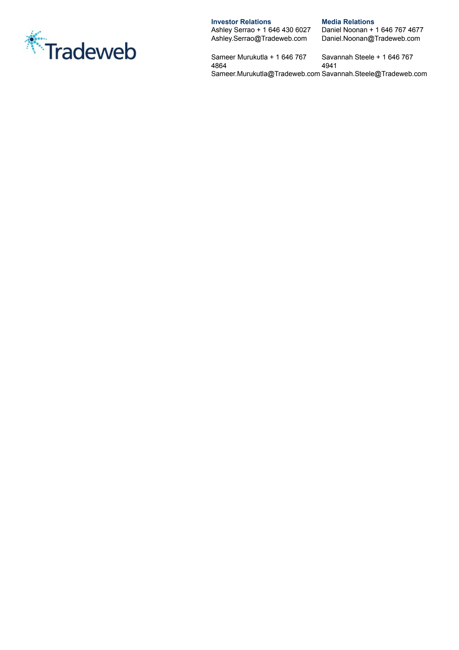 Tradeweb Markets' Q3 2025 Earnings Release