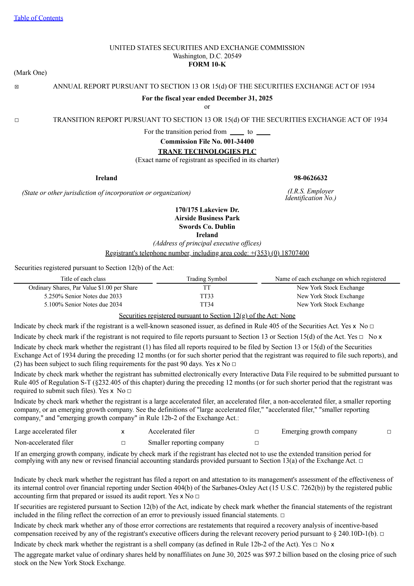 Trane Technologies' Q4 2025 Annual report