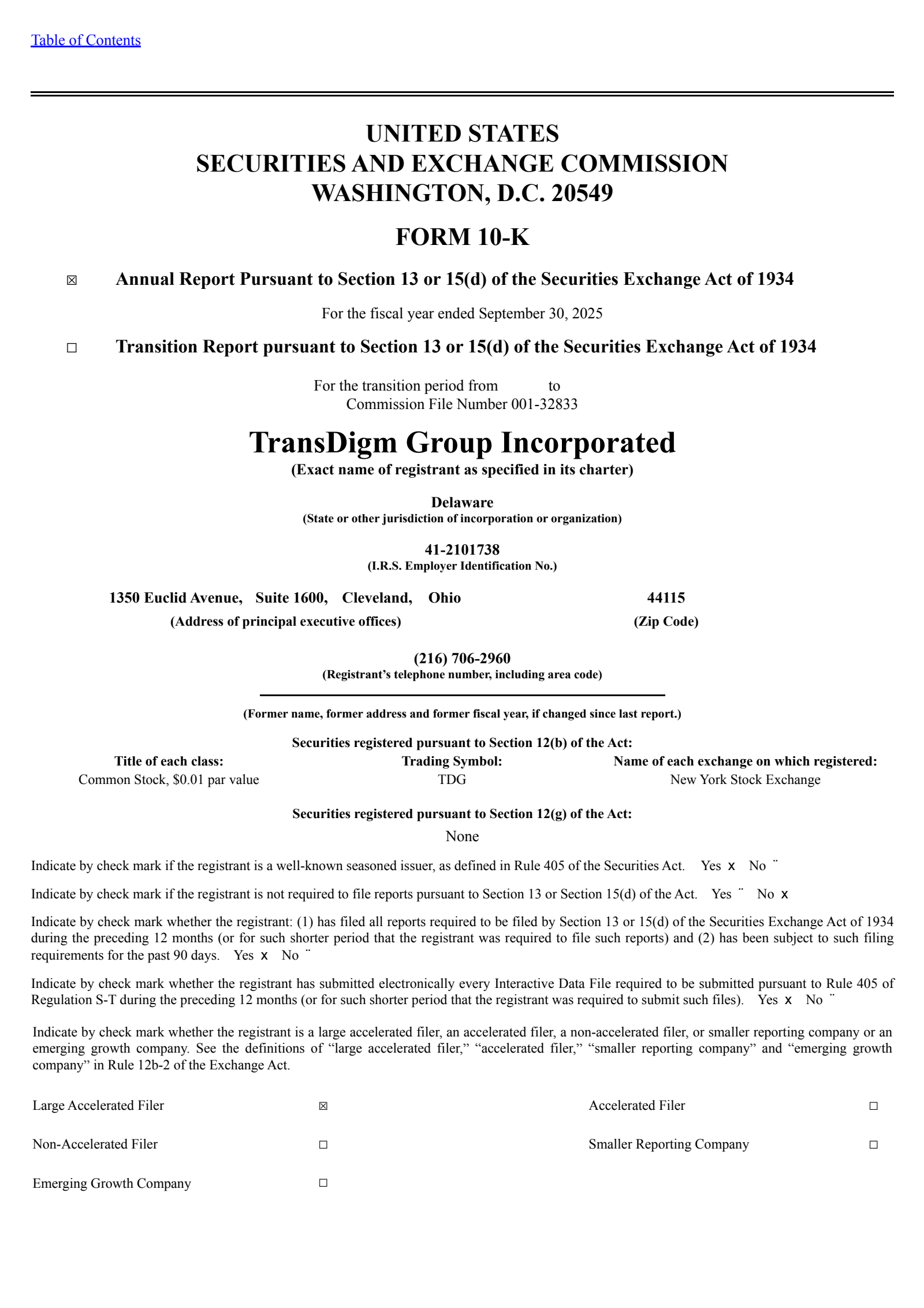 Transdigm Group's Q4 2025 Annual Report
