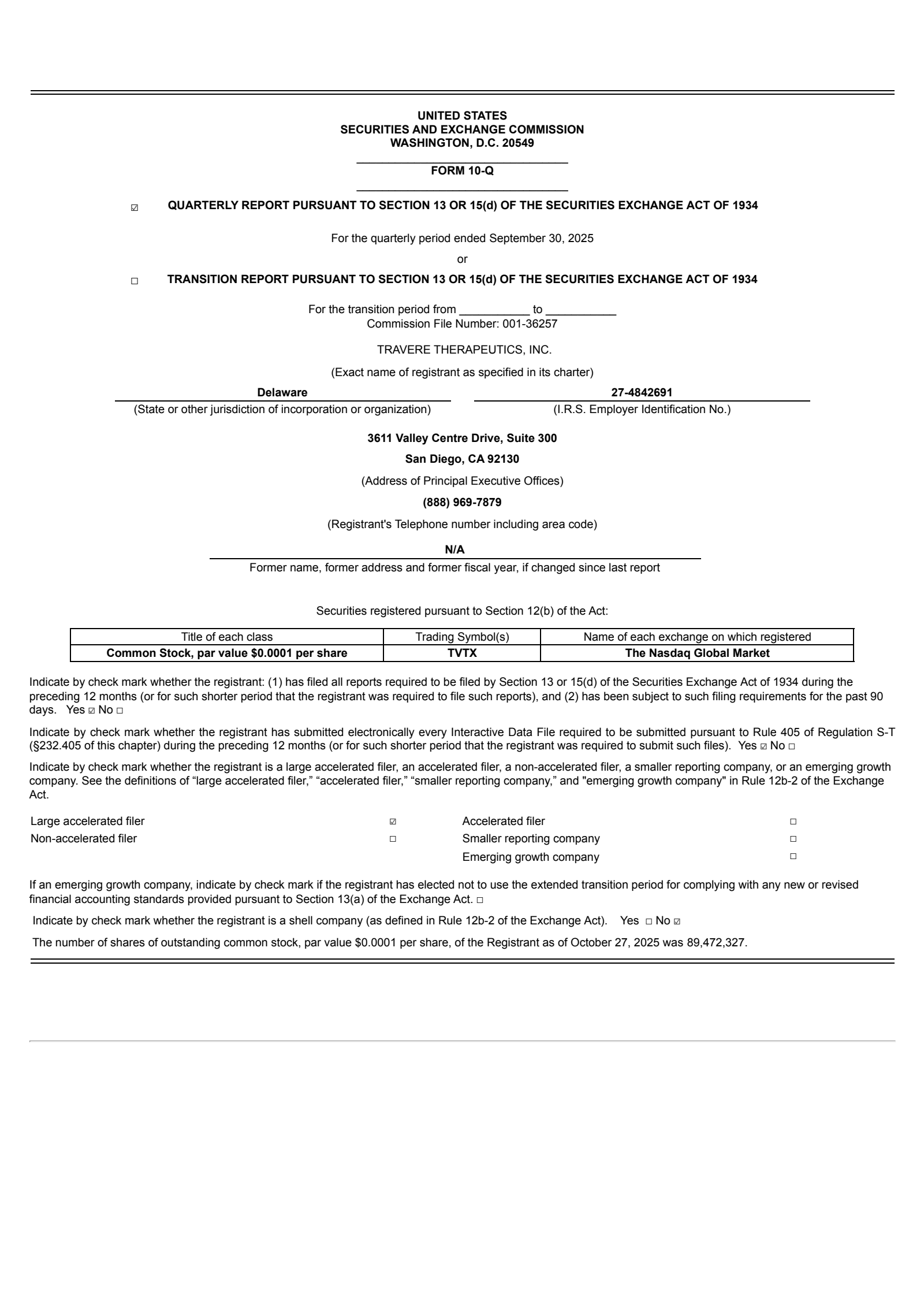 Travere Therapeutics' Q3 2025 Quarterly Report