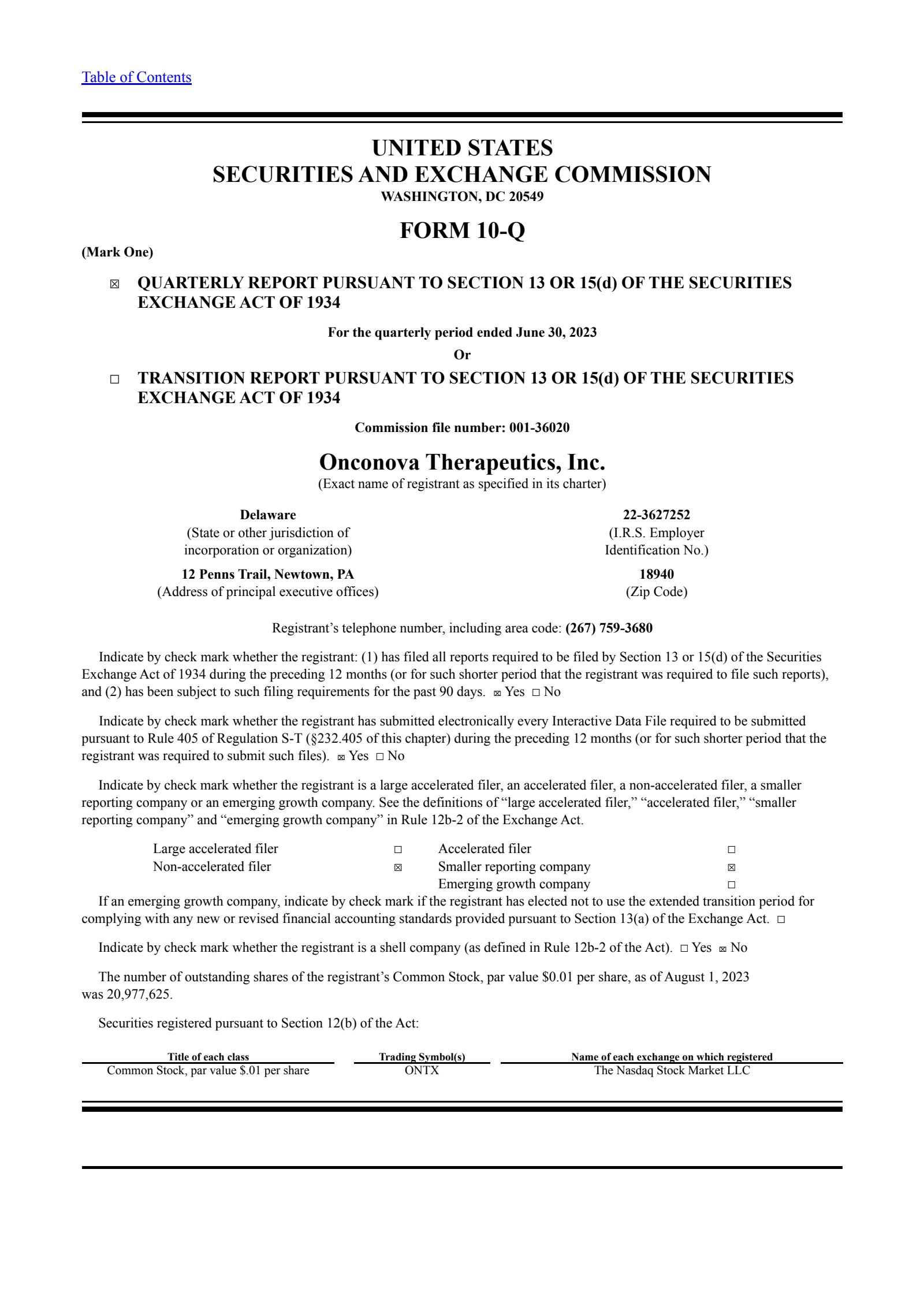 Traws Pharma's Q2 2023 Quarterly report