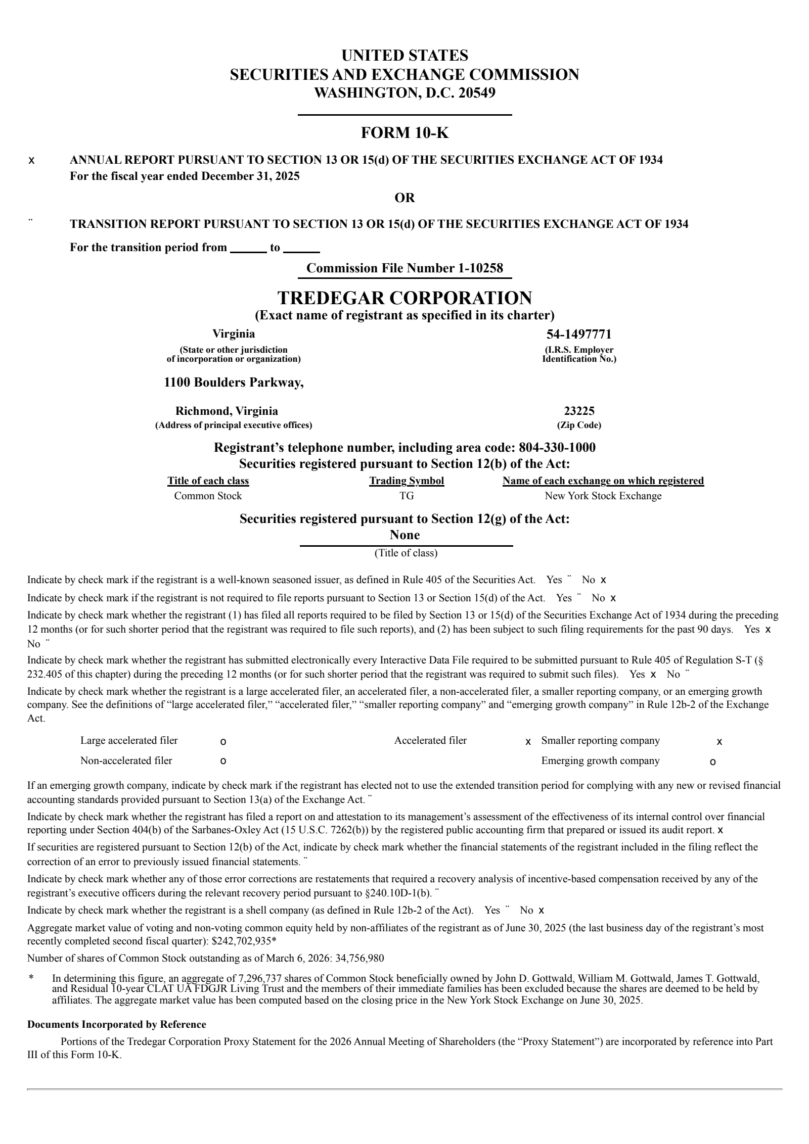 Tredegar's Q4 2025 Annual report