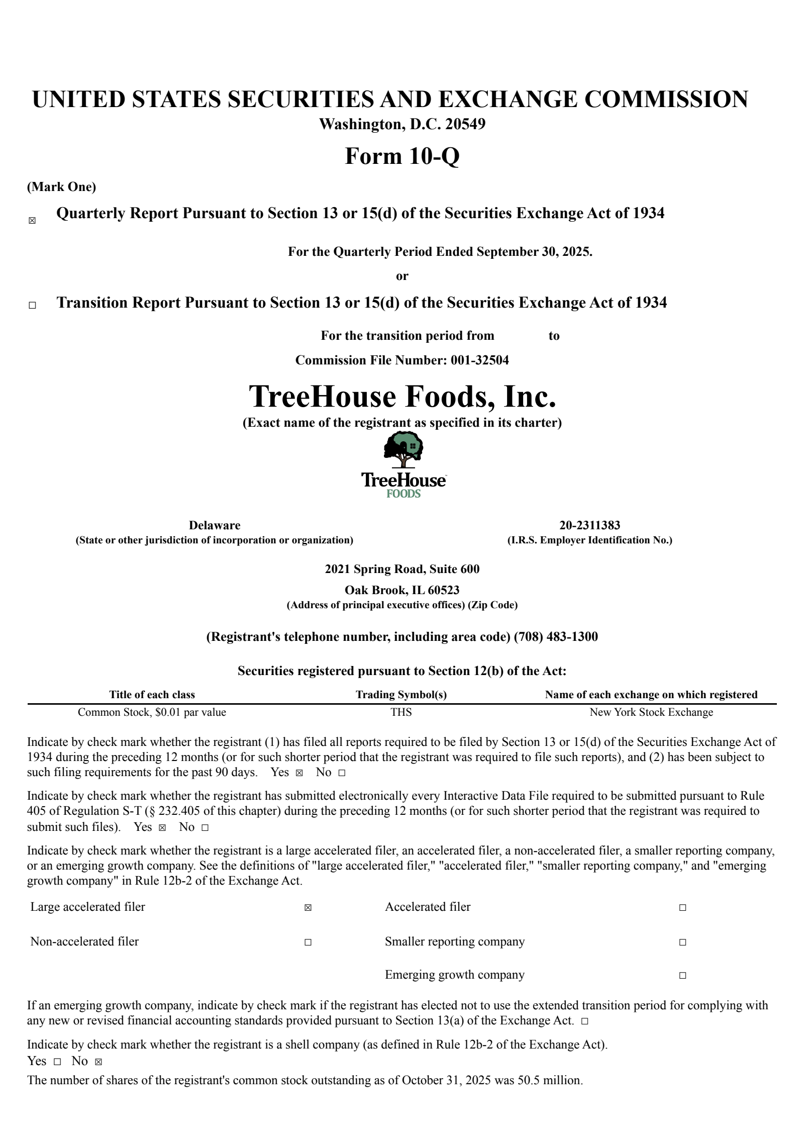 TreeHouse Foods' Q3 2025 Quarterly Report