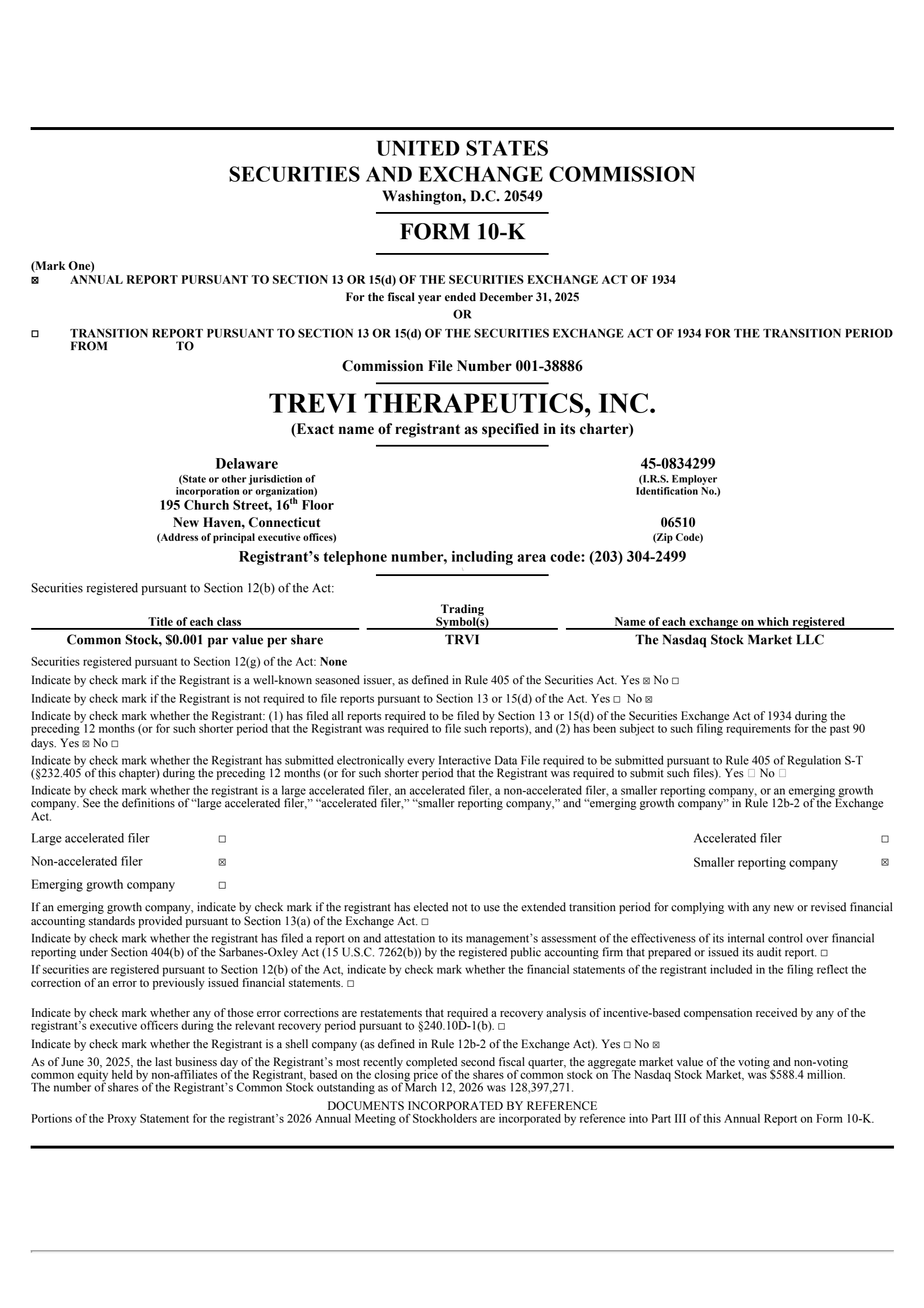 Trevi Therapeutics' Q4 2025 Annual report