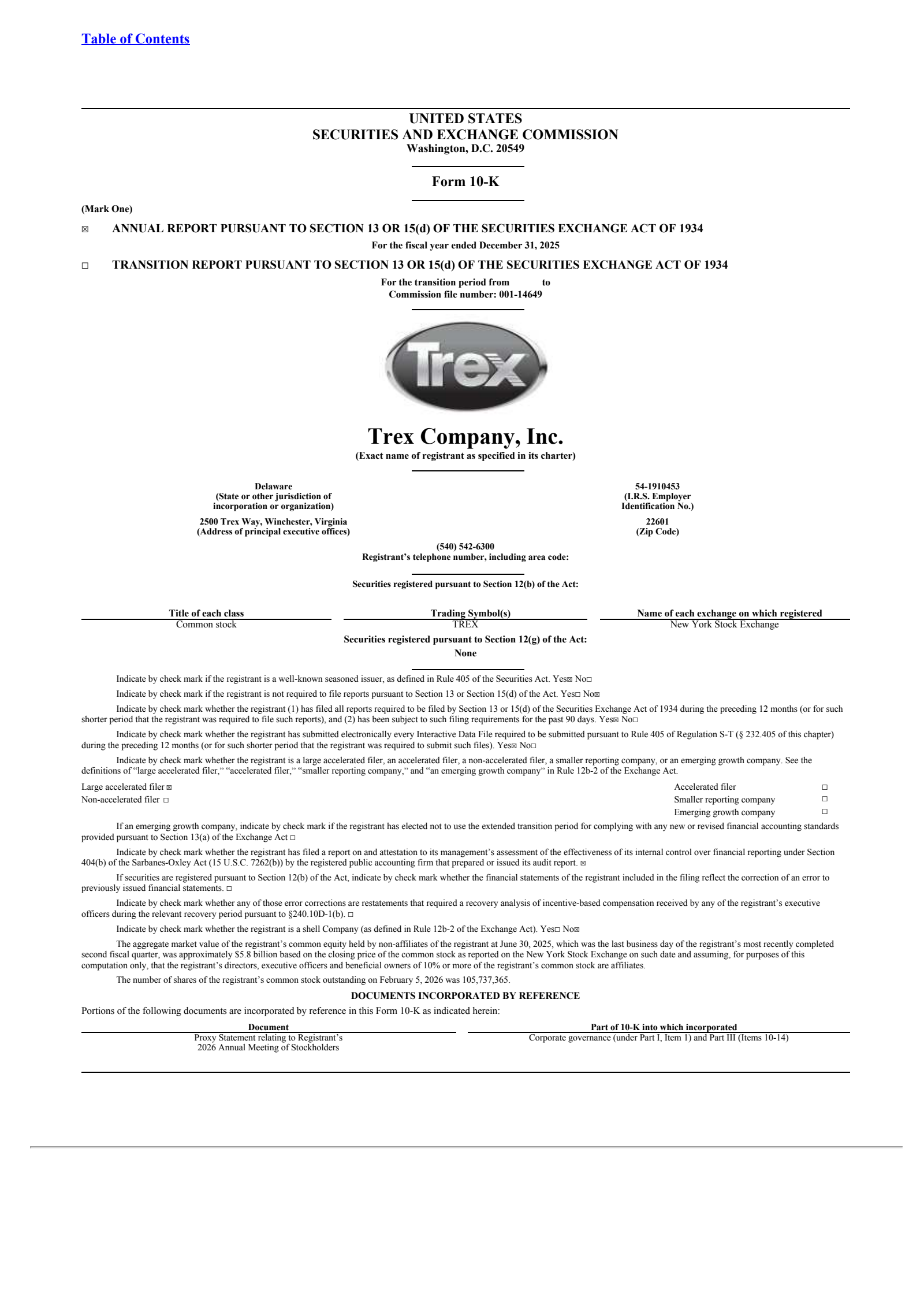 Trex's Q4 2025 Annual report