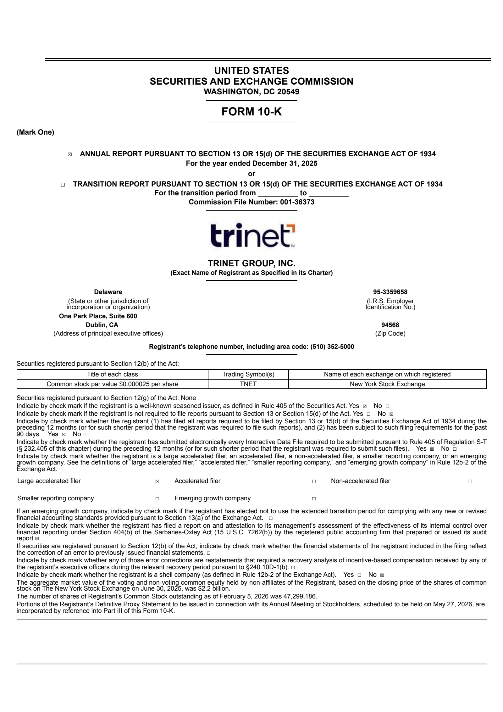 TriNet Group's Q4 2025 Annual report