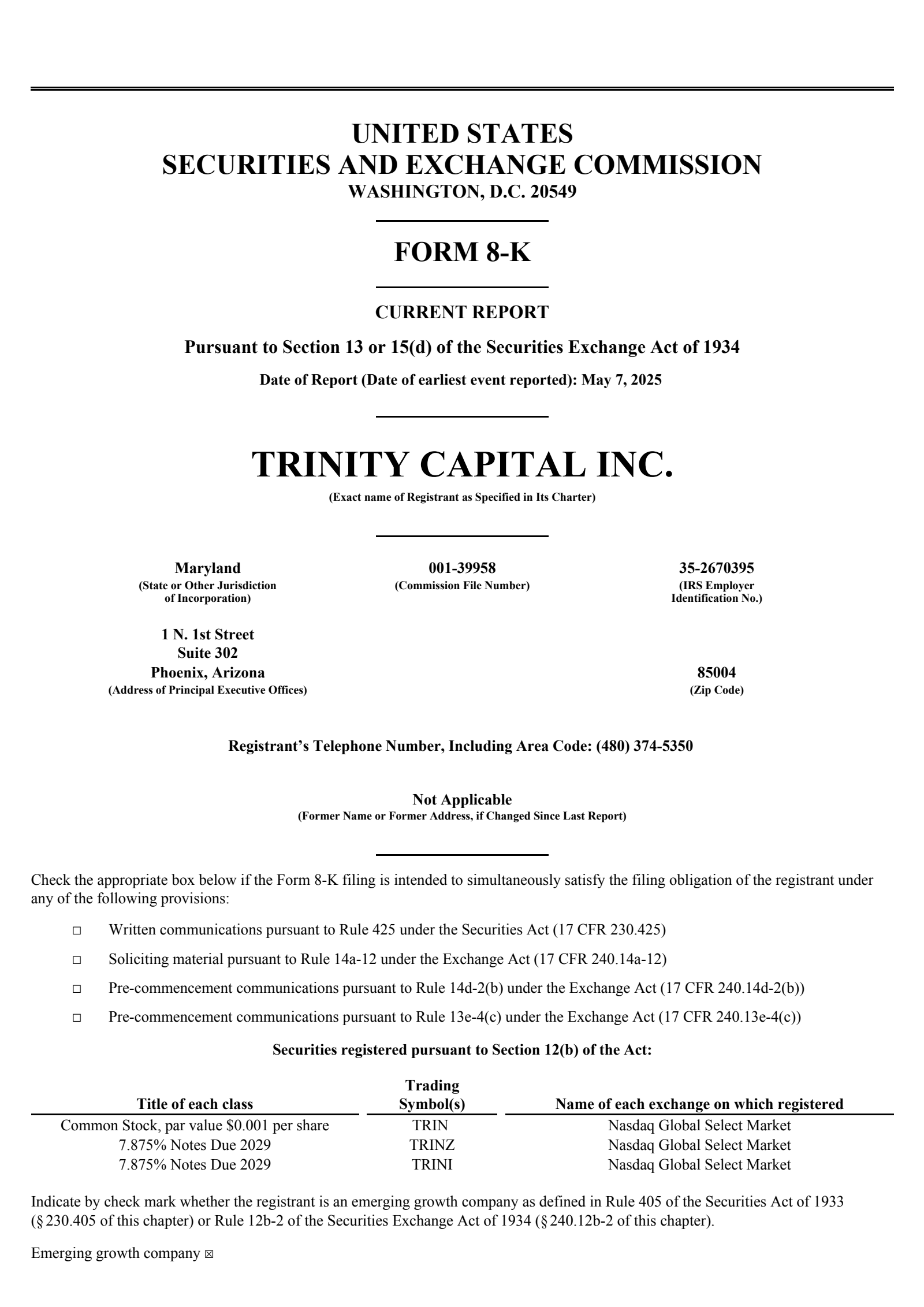 Trinity Capital's Q1 2025 Report