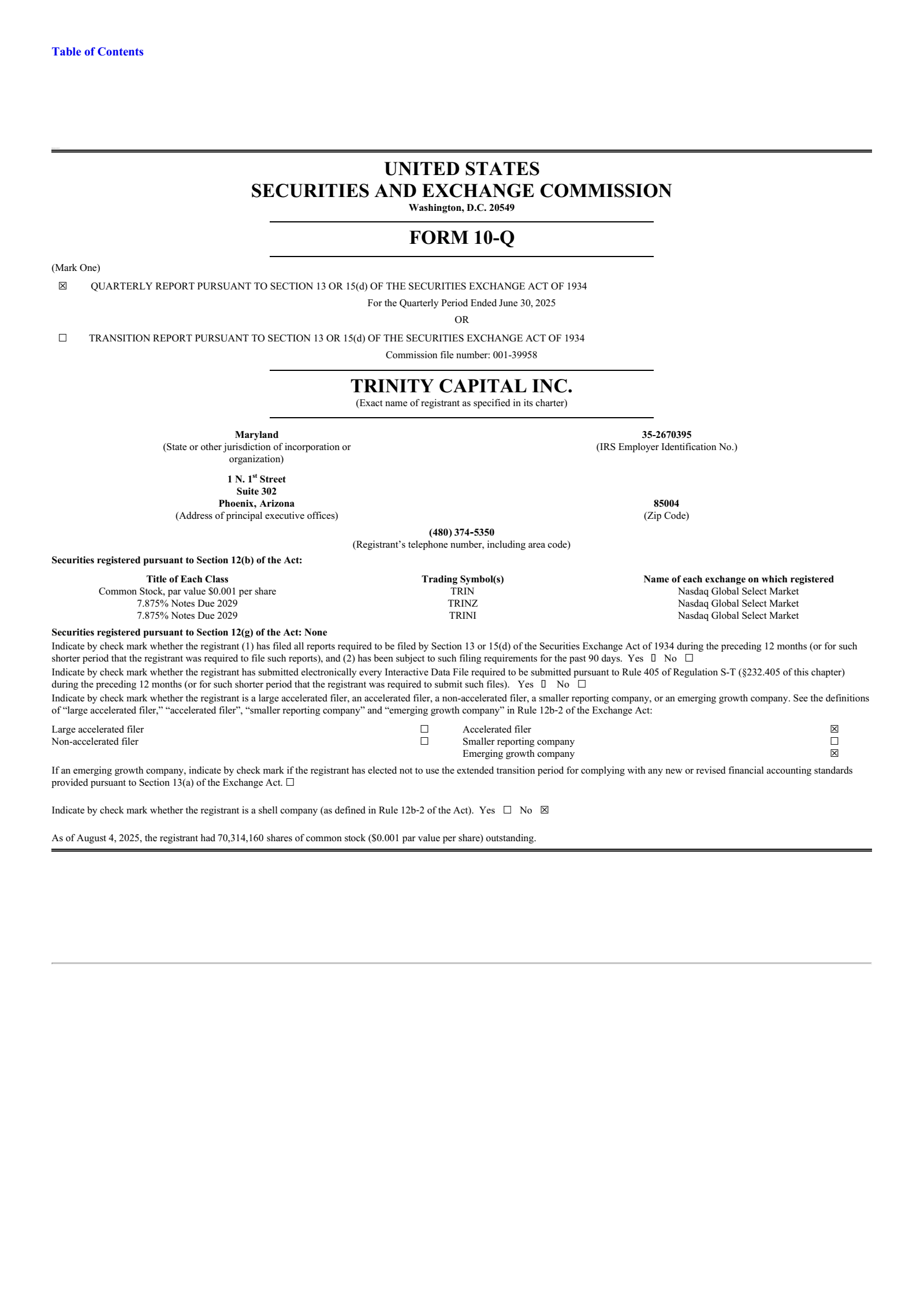 Trinity Capital's Q2 2025 Quarterly Report