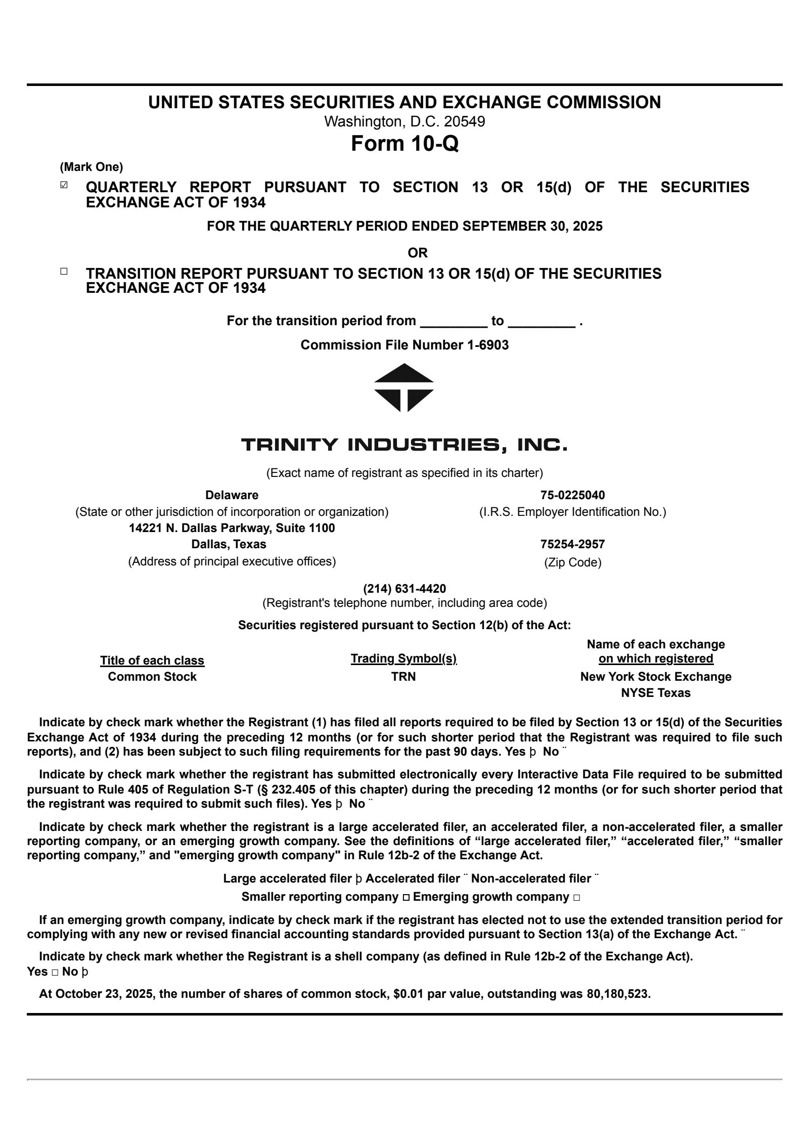 Trinity Industries' Q3 2025 Quarterly Report