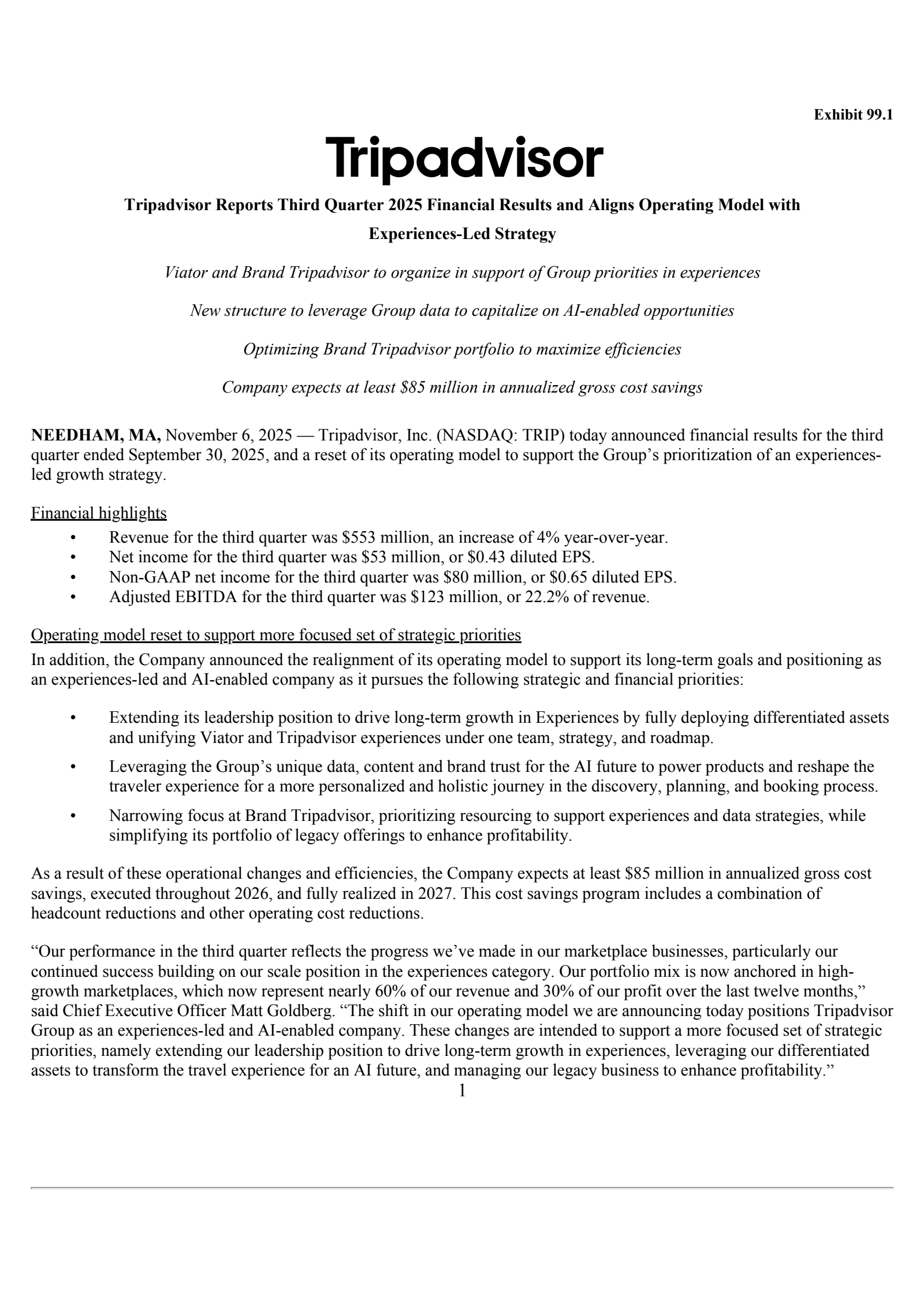 TripAdvisor's Q3 2025 Earnings Release