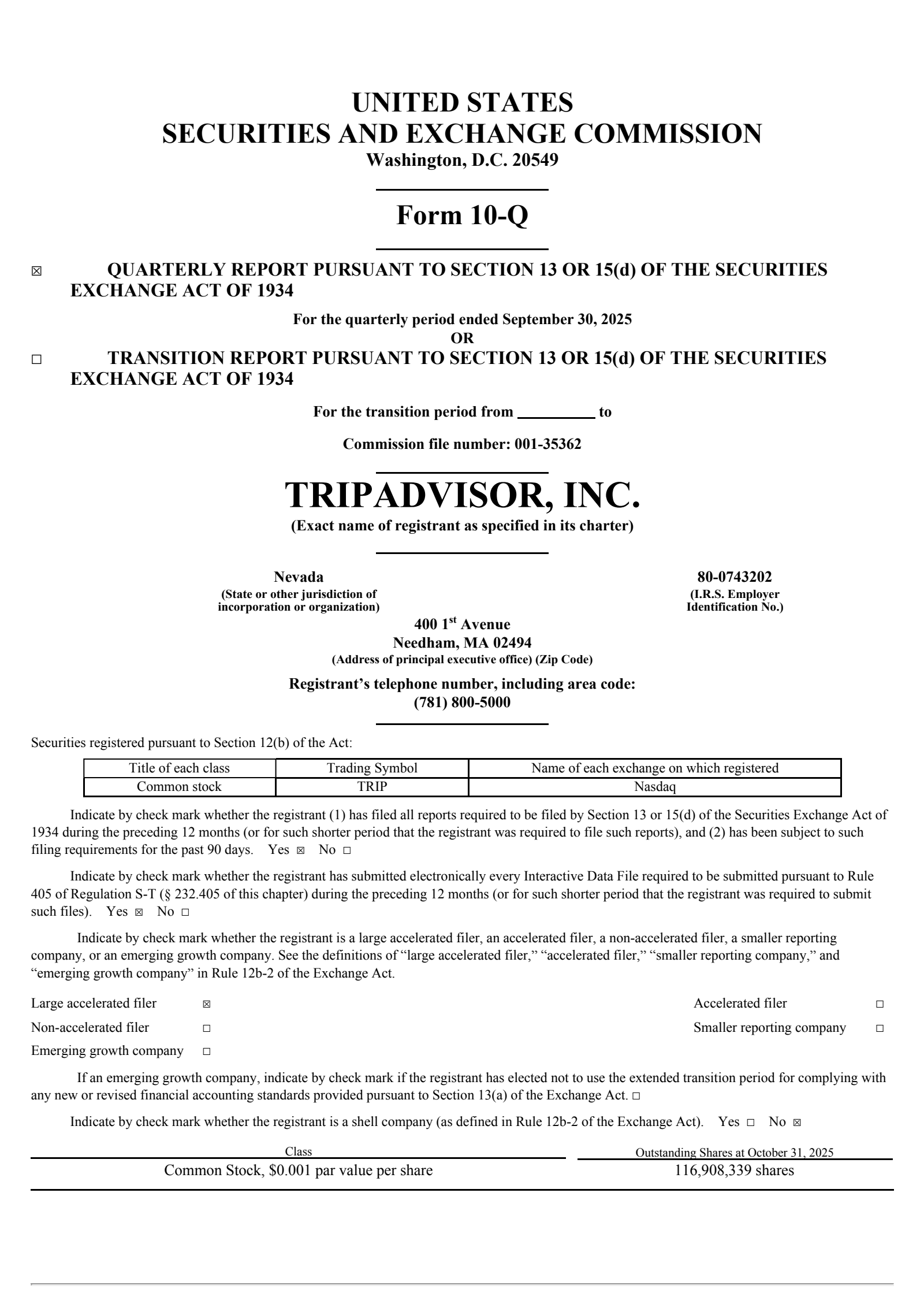 TripAdvisor's Q3 2025 Quarterly Report