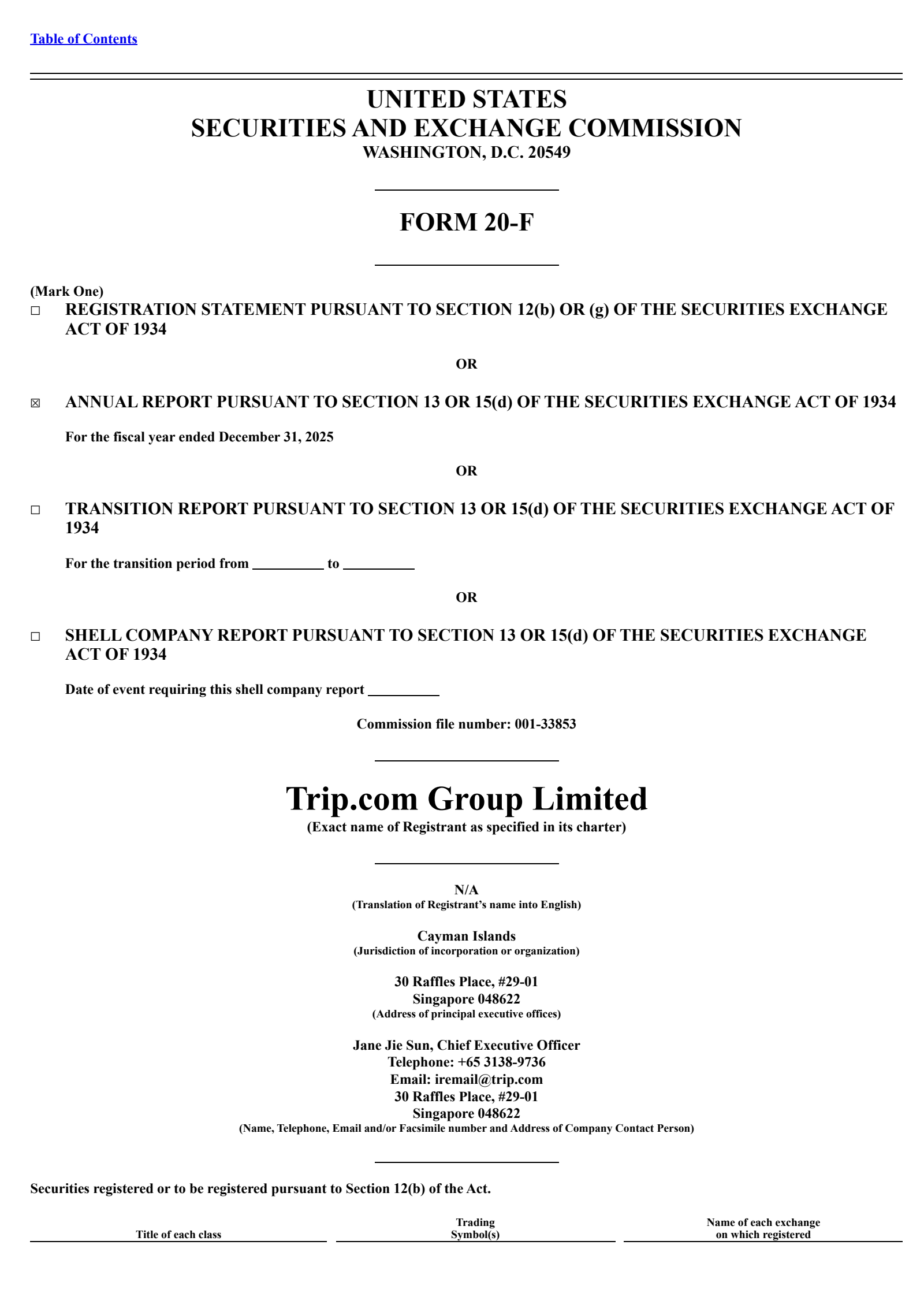 Trip.com Group's Q4 2025 Annual report