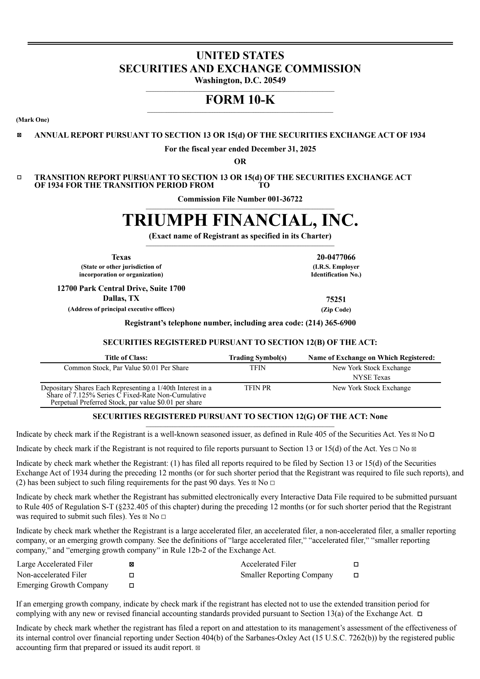 Triumph Financial's Q4 2025 Annual report