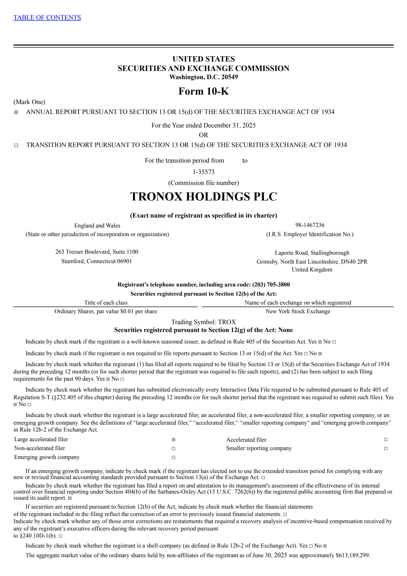 Tronox's Q4 2025 Annual report