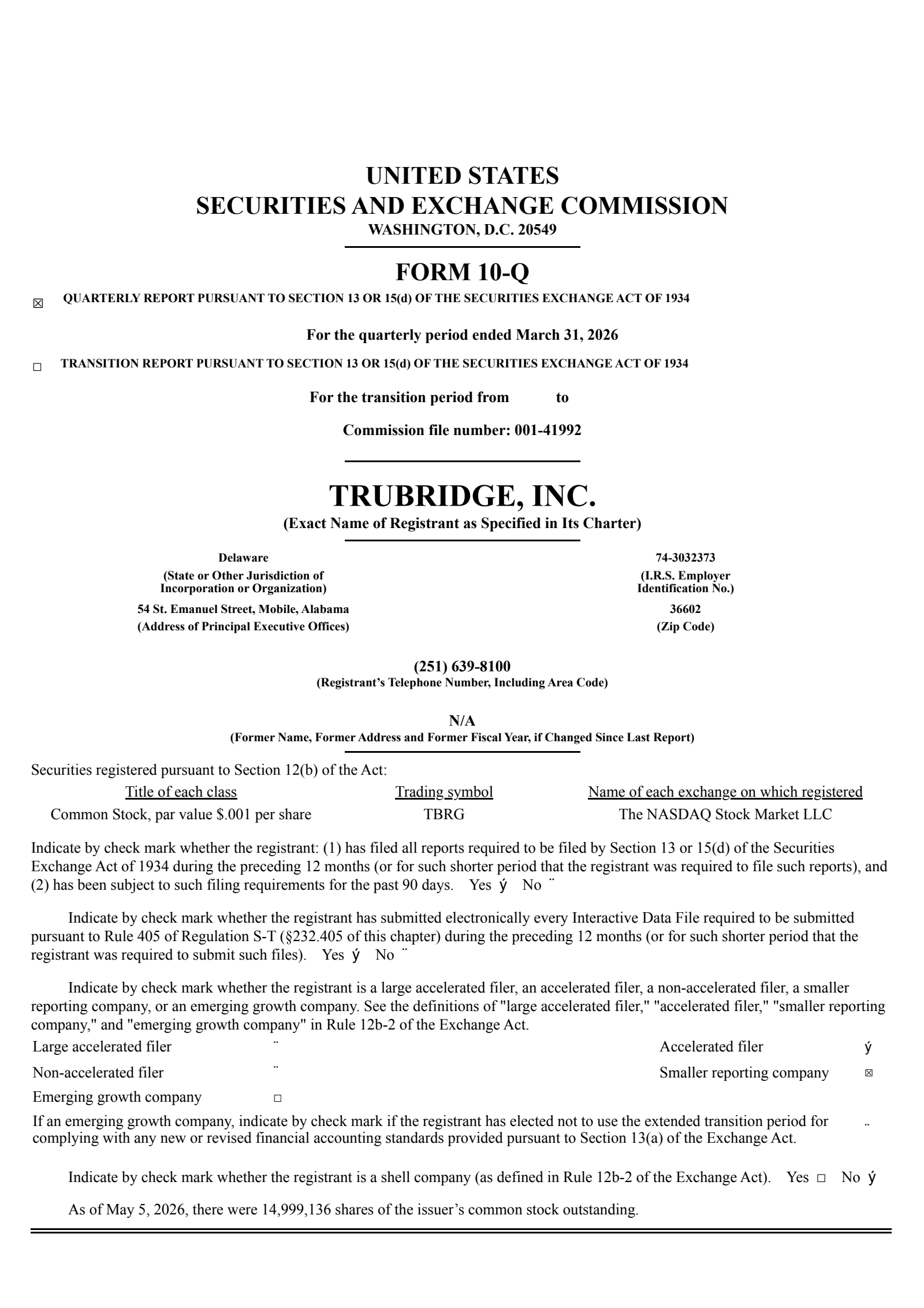 TruBridge's Q1 2026 Quarterly report