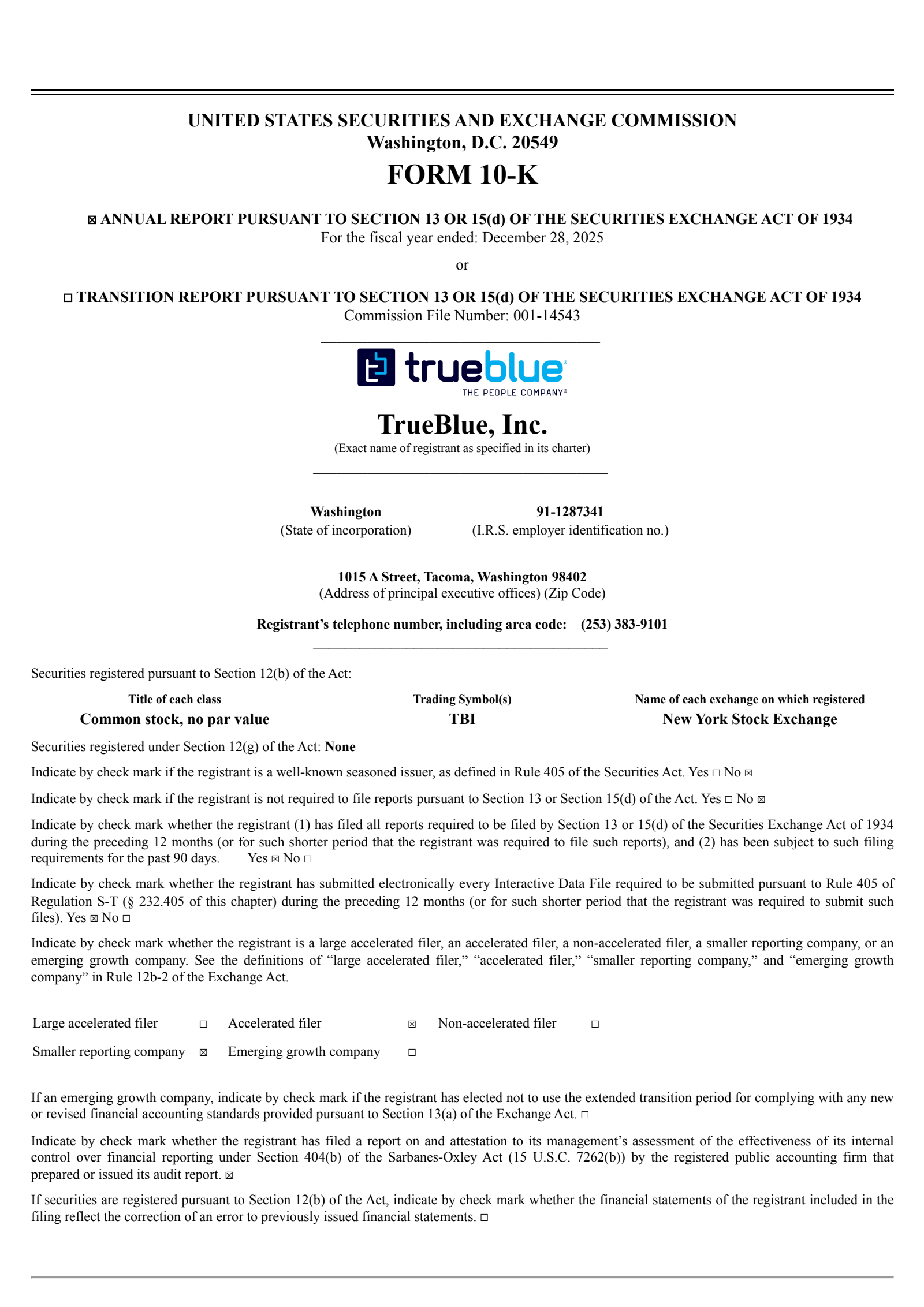 TrueBlue's Q4 2025 Annual report
