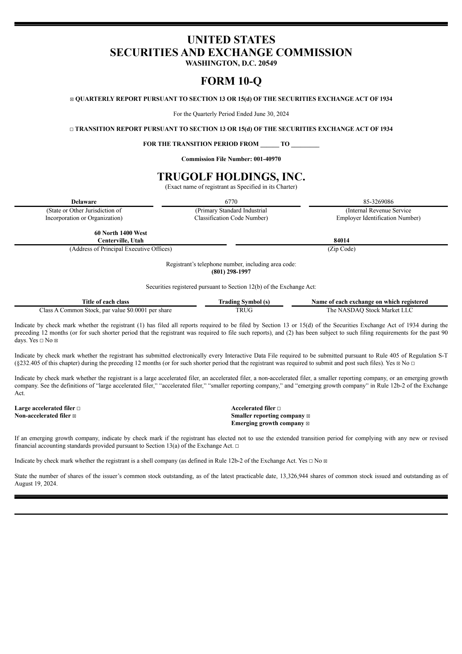 TruGolf's Q2 2024 Quarterly report