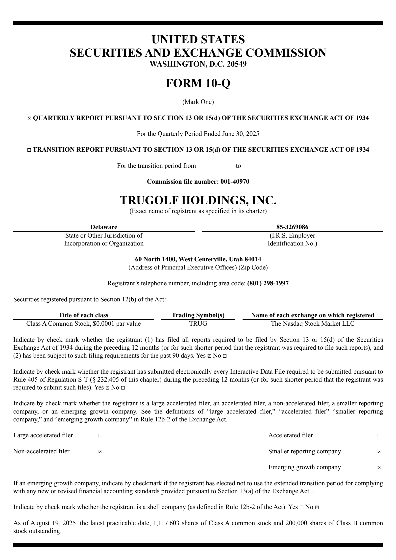 TruGolf's Q2 2025 Quarterly report