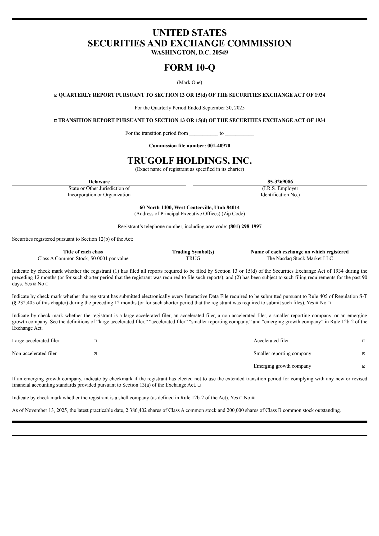 TruGolf's Q3 2025 Quarterly report