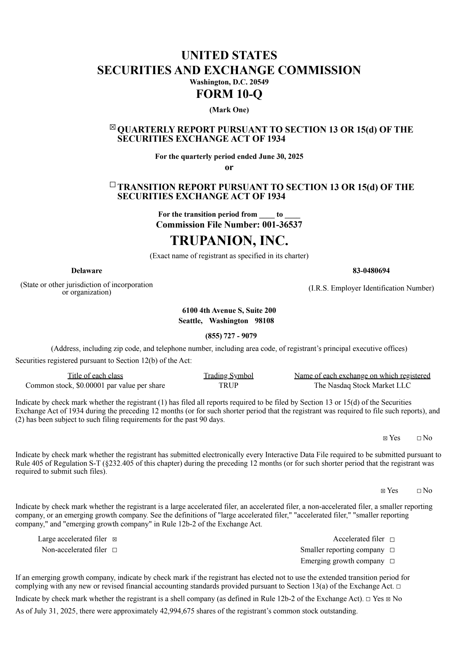 Trupanion's Q2 2025 Quarterly report