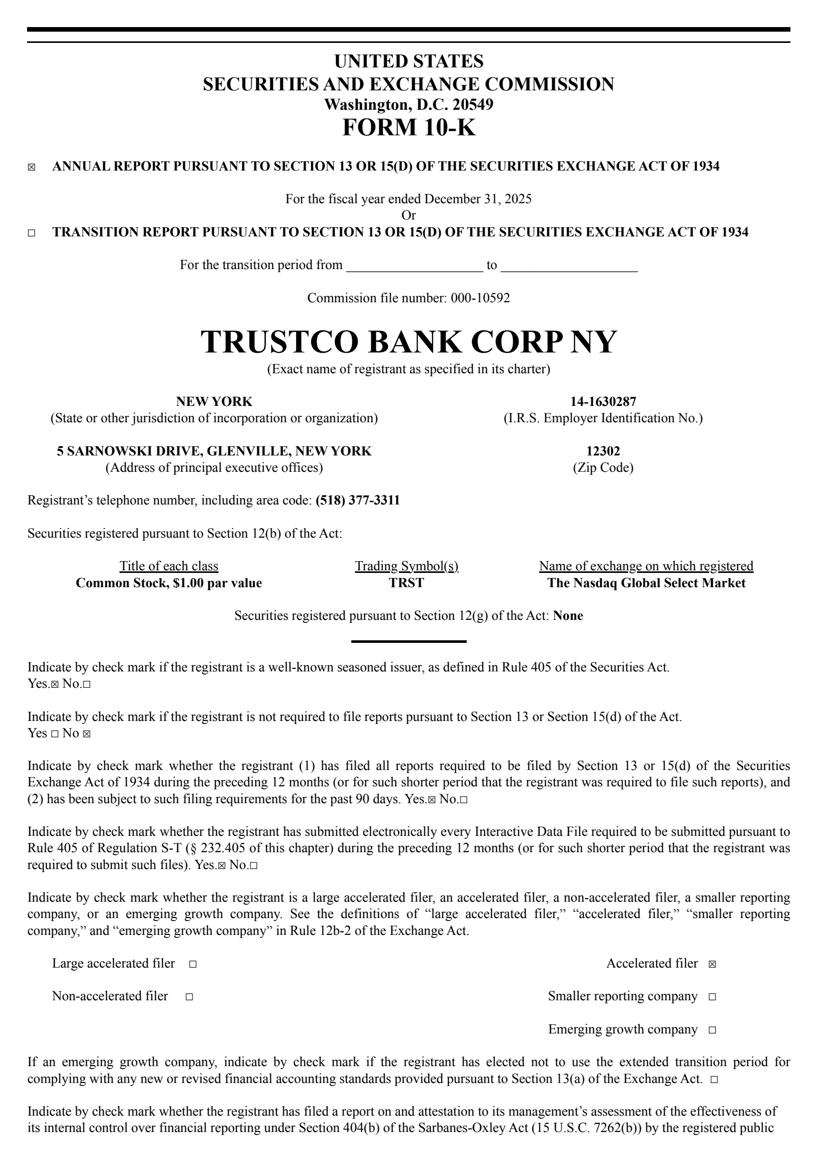 TrustCo Bank Corp NY's Q4 2025 Annual report