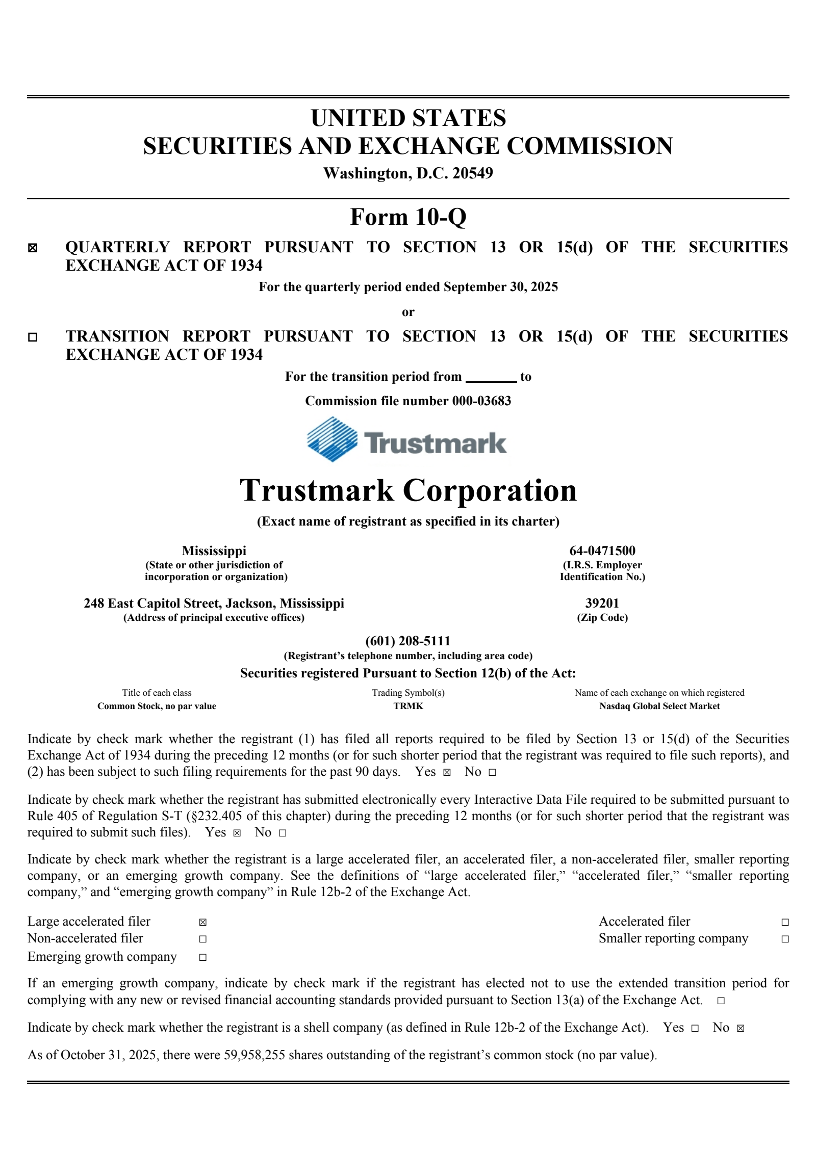Trustmark's Q3 2025 Quarterly Report