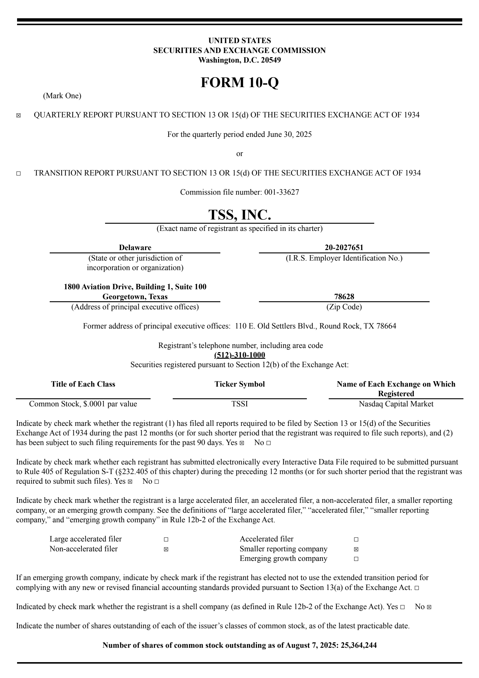 TSS's Q2 2025 Quarterly report
