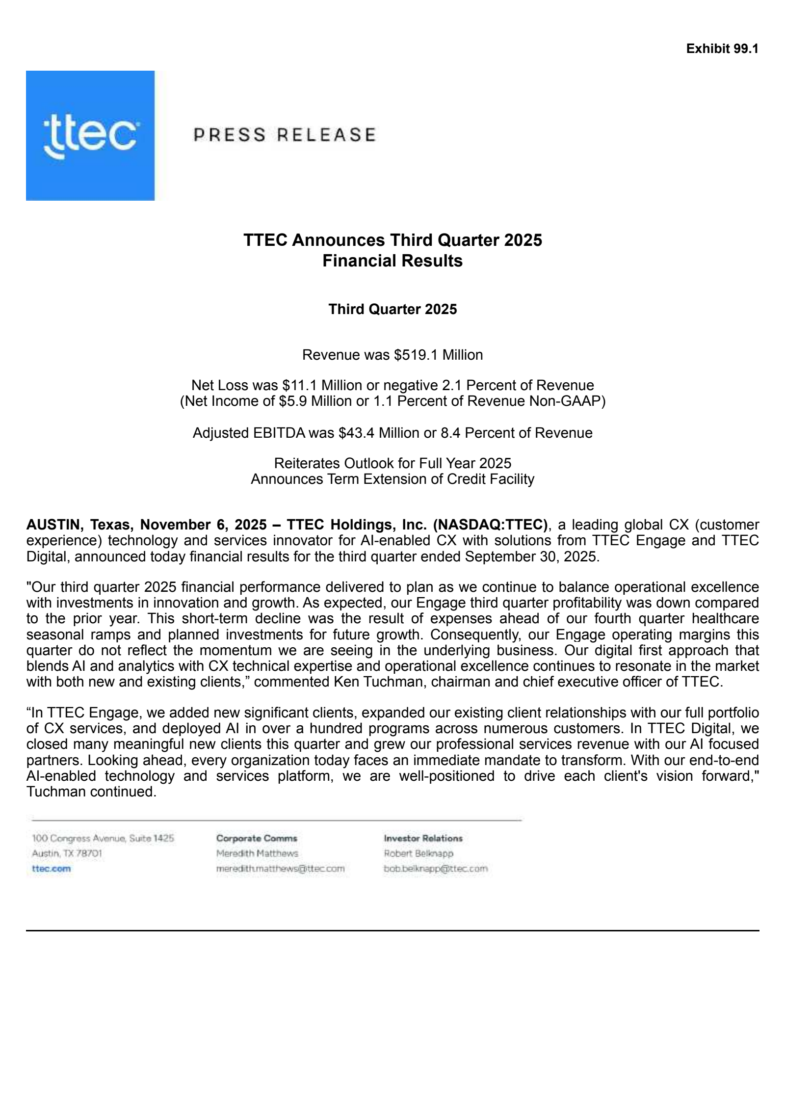 TeleTech's Q3 2025 Earnings Release