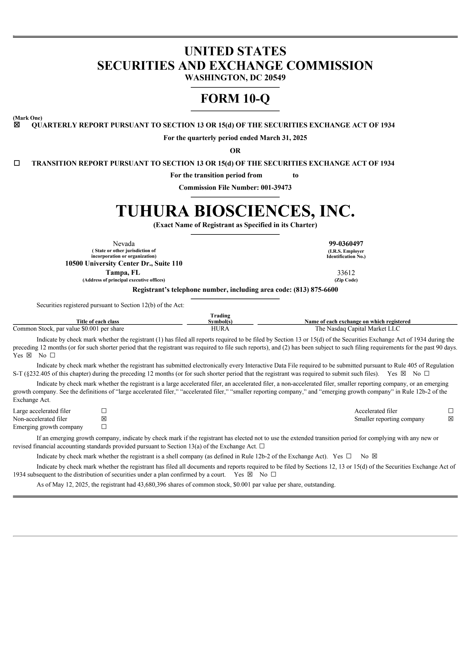 TuHURA Biosciences' Q1 2025 Quarterly report