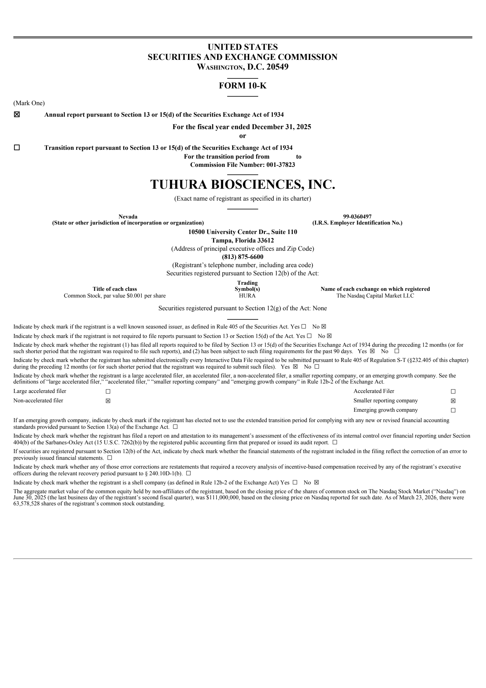 TuHURA Biosciences' Q4 2025 Annual report