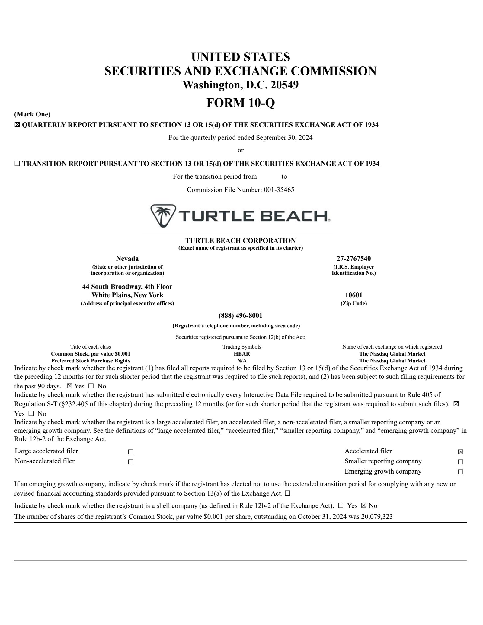 Turtle Beach's Q3 2024 Quarterly Report
