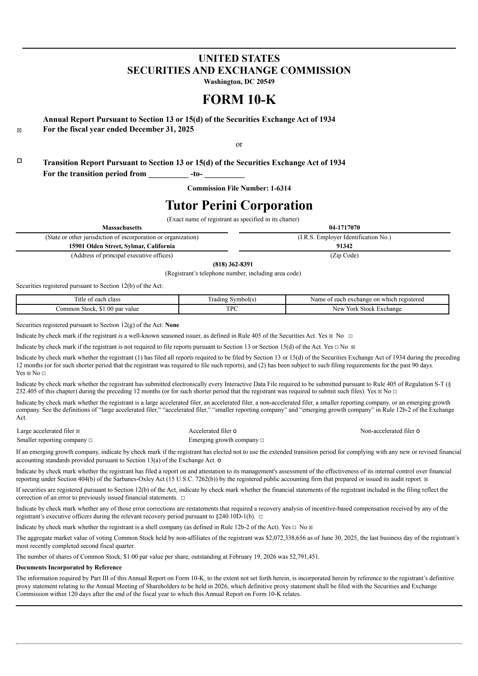 Tutor Perini's Q4 2025 Annual report