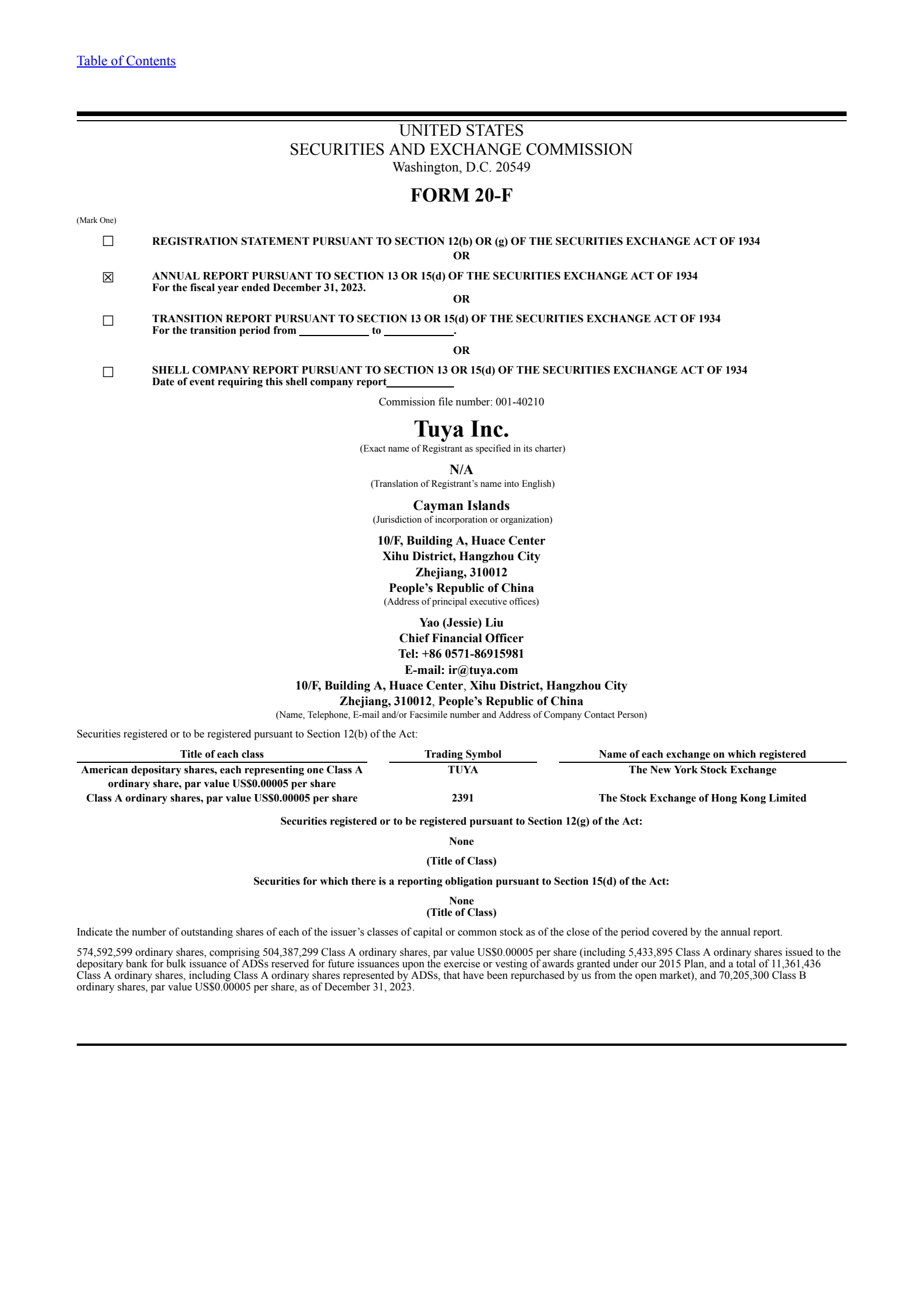 Tuya's Q4 2023 Annual Report