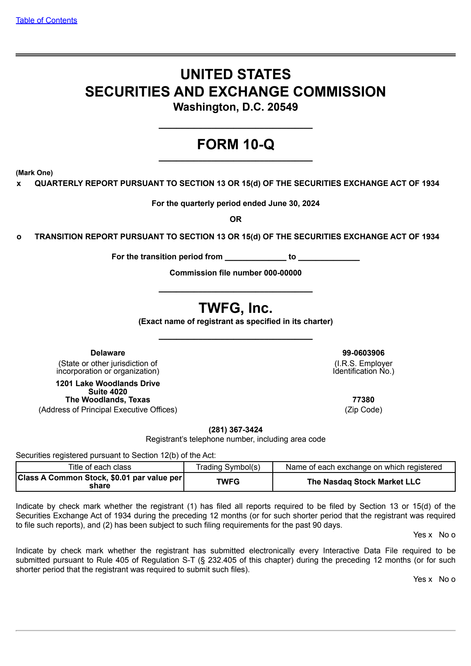 TWFG's Q2 2024 Quarterly report
