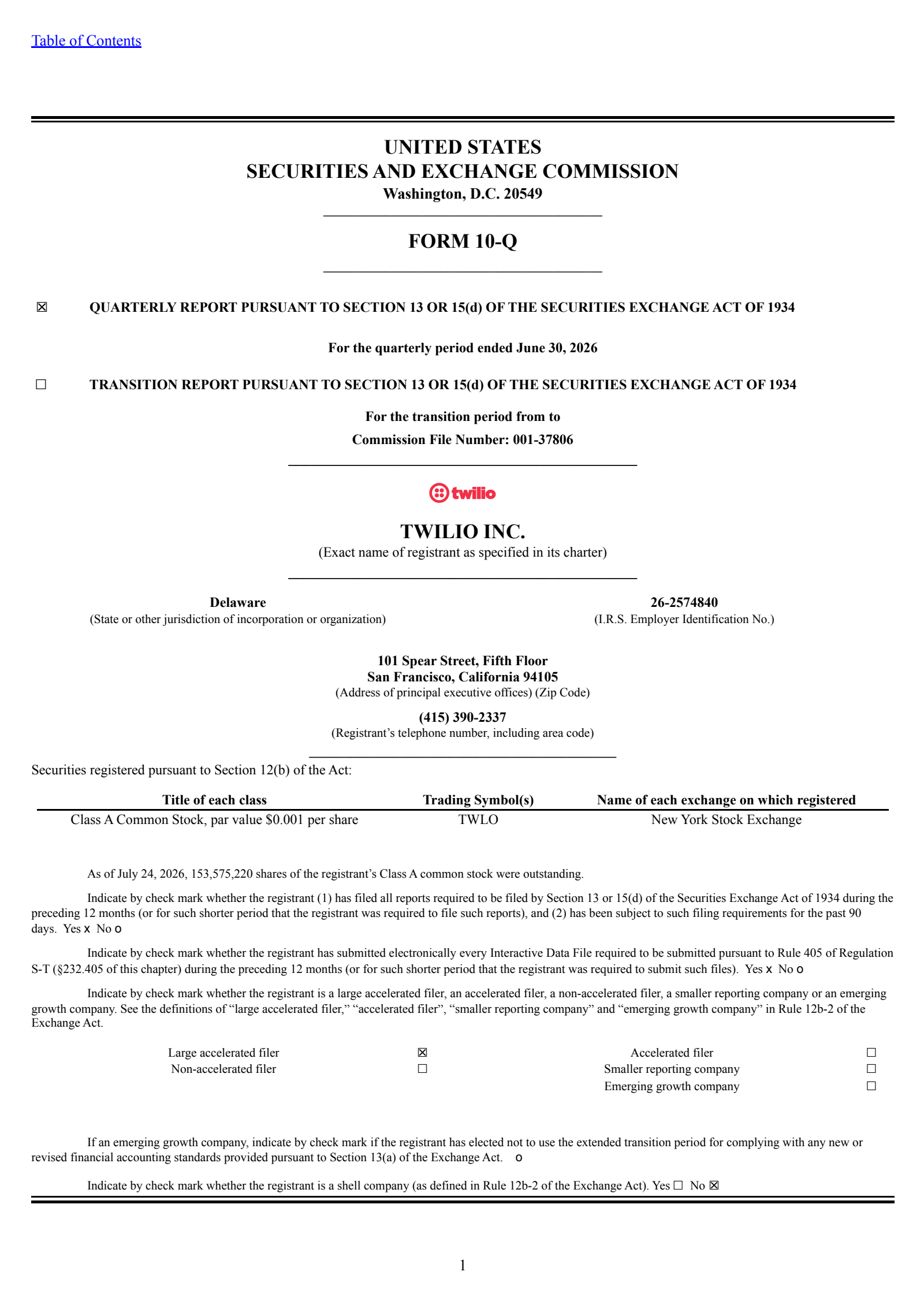 Twilio's Q2 2026 Quarterly report