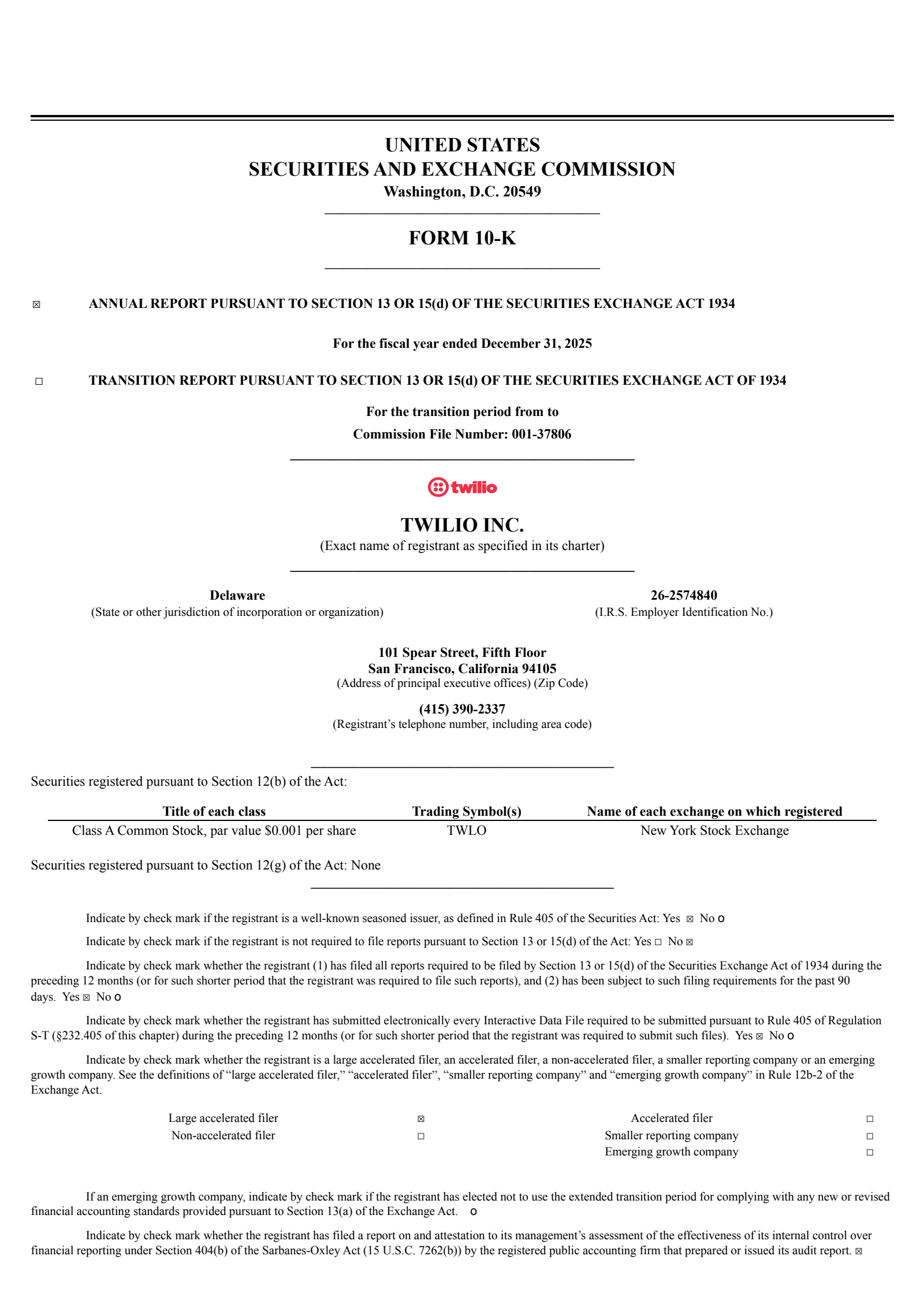 Twilio's Q4 2025 Annual report