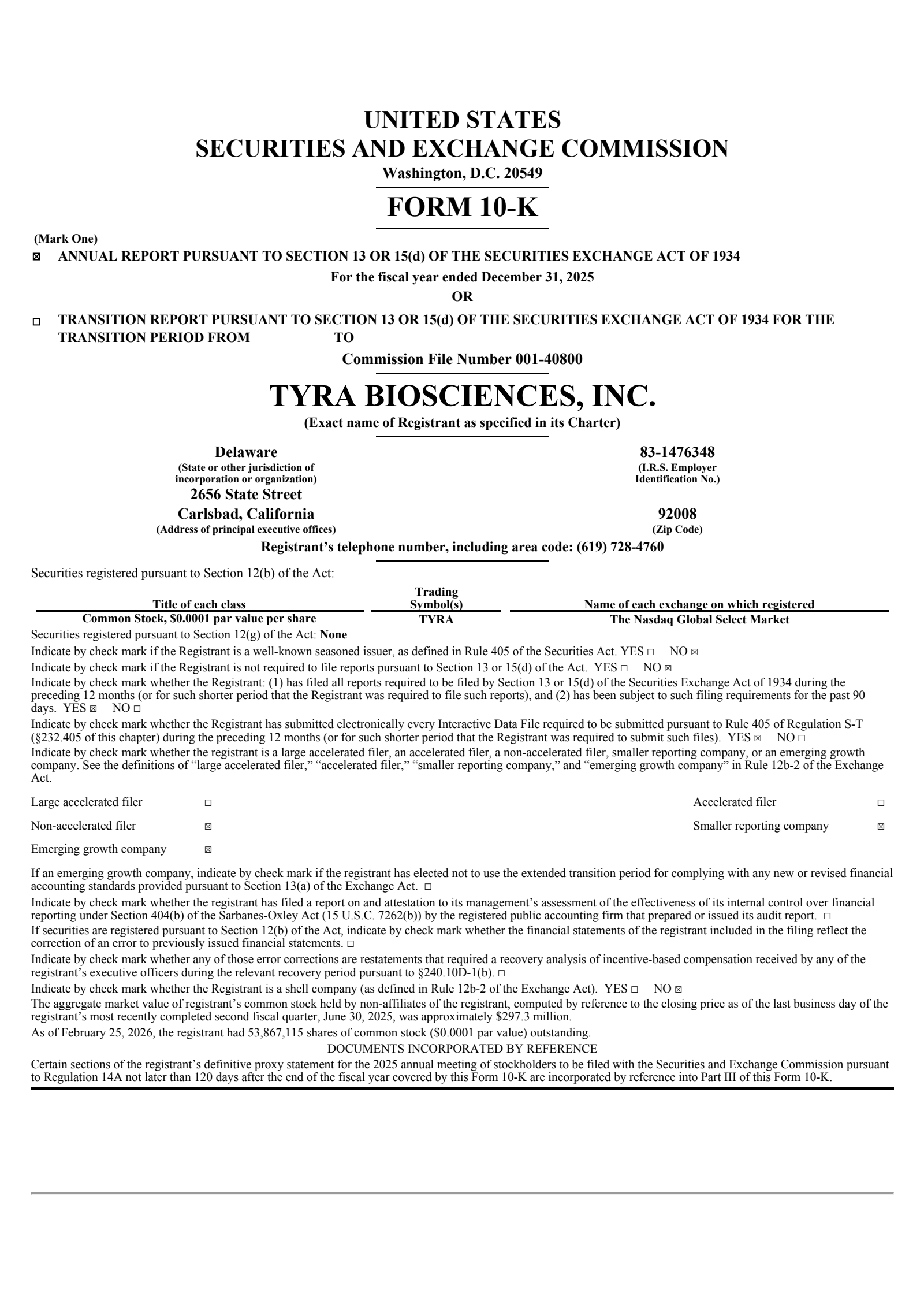 Tyra Biosciences' Q4 2025 Annual report