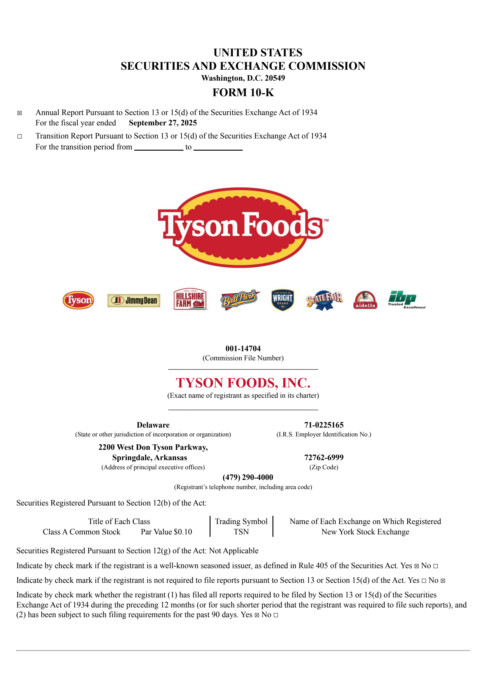 Tyson Foods' Q4 2025 Annual Report