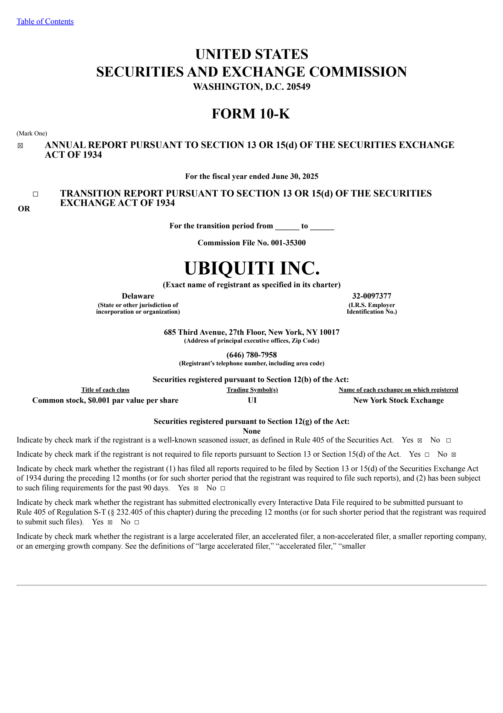 Ubiquiti's Q4 2025 Annual report