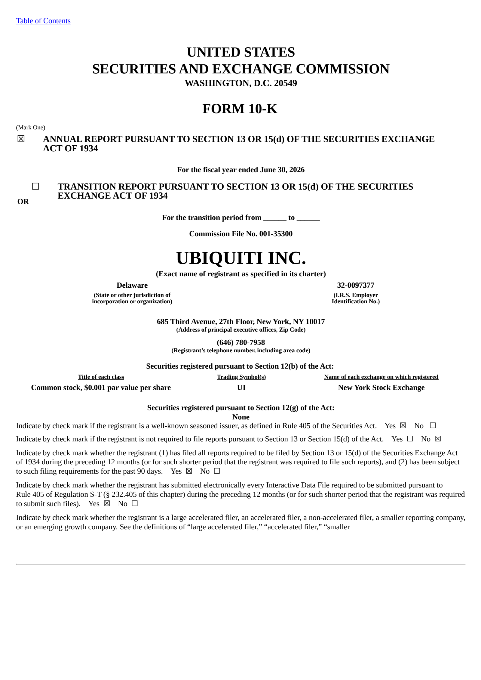 Ubiquiti's Q4 2026 Annual report