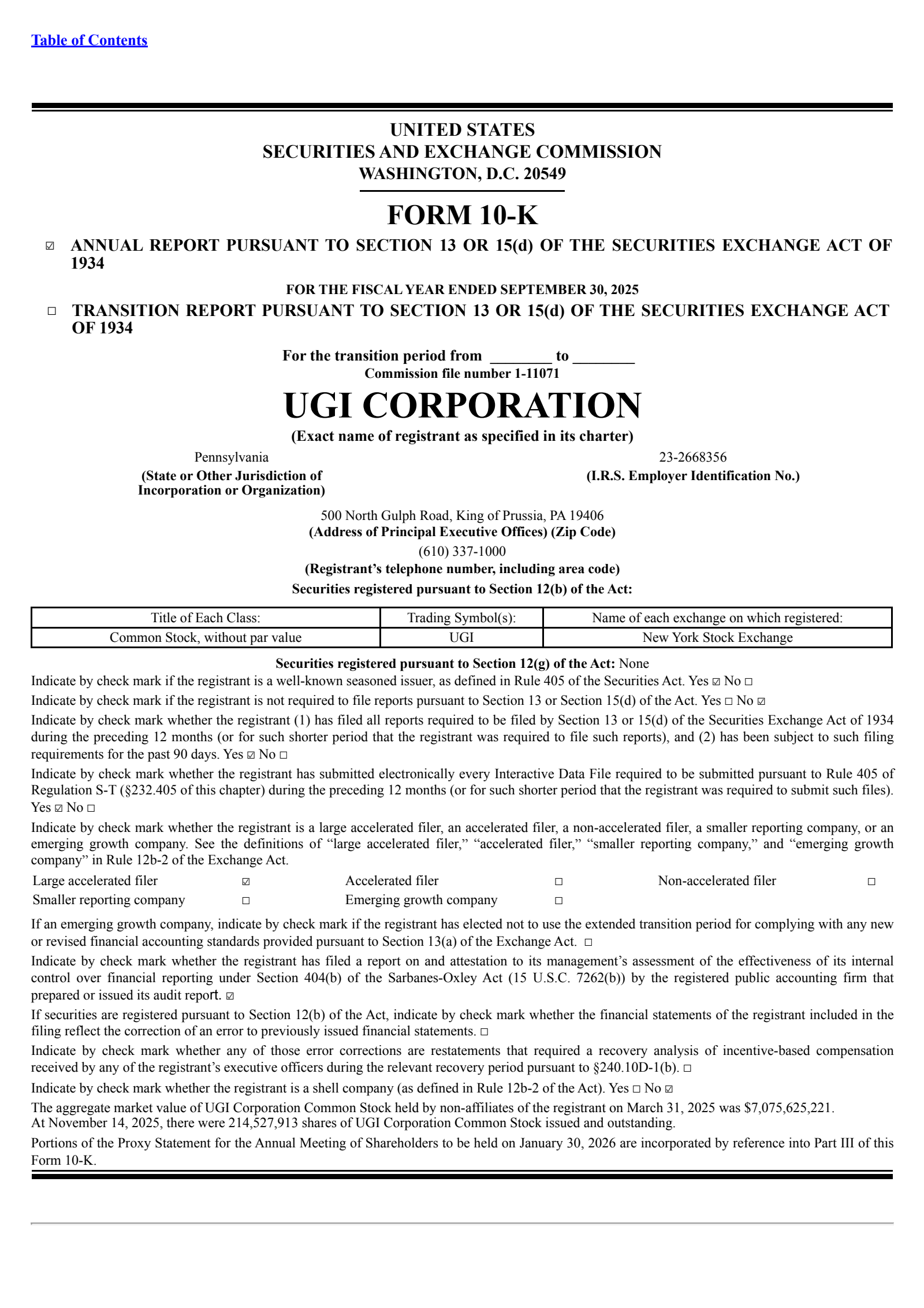 UGI's Q4 2025 Annual Report