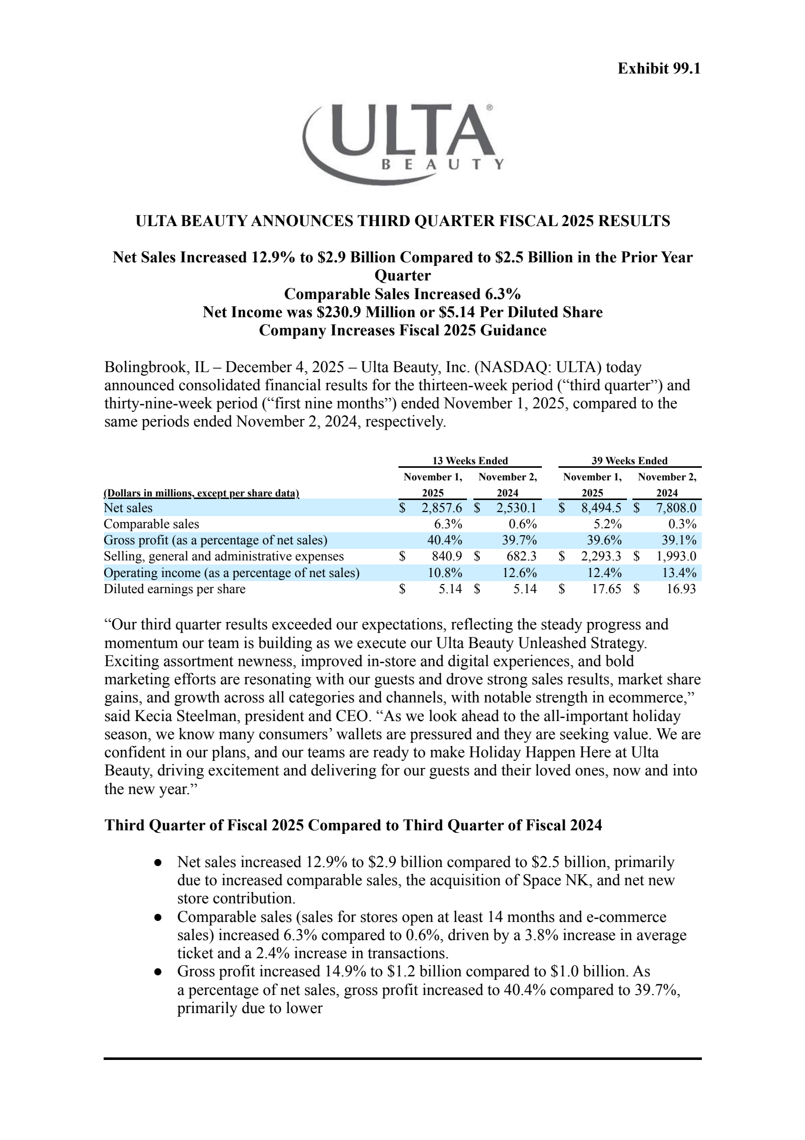 Ulta Beauty's Q3 2026 Earnings Release