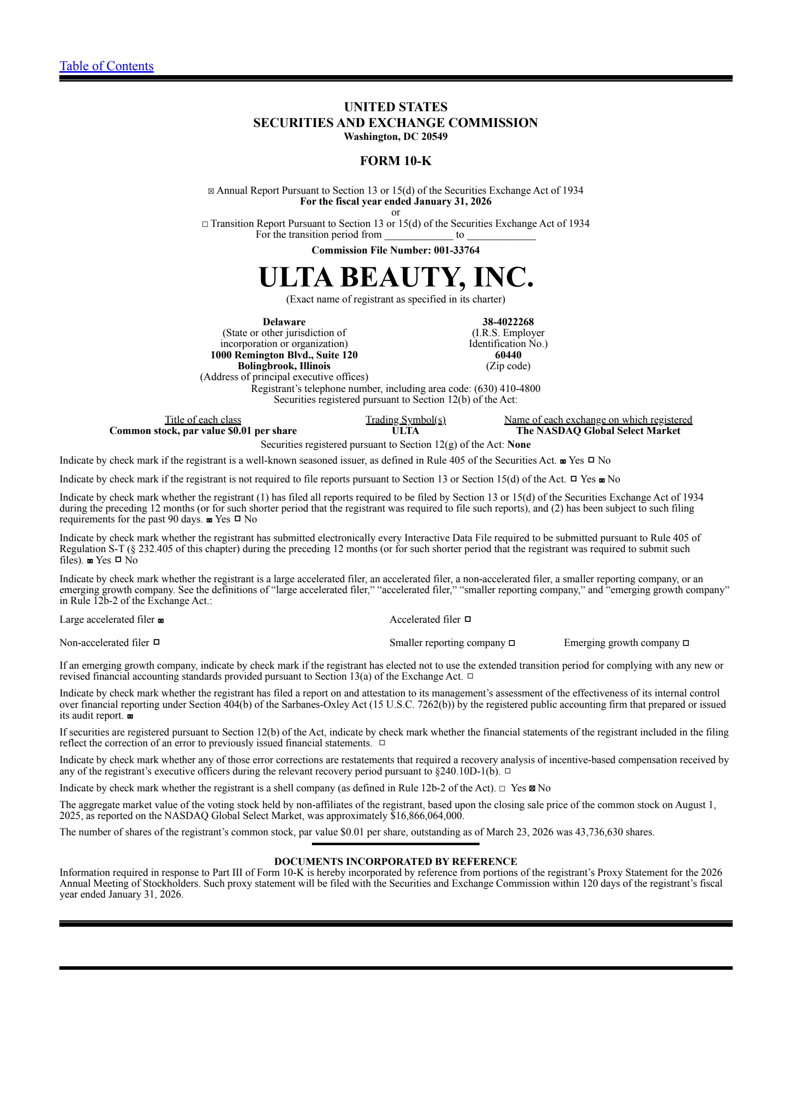 Ulta Beauty's Q4 2026 Annual report