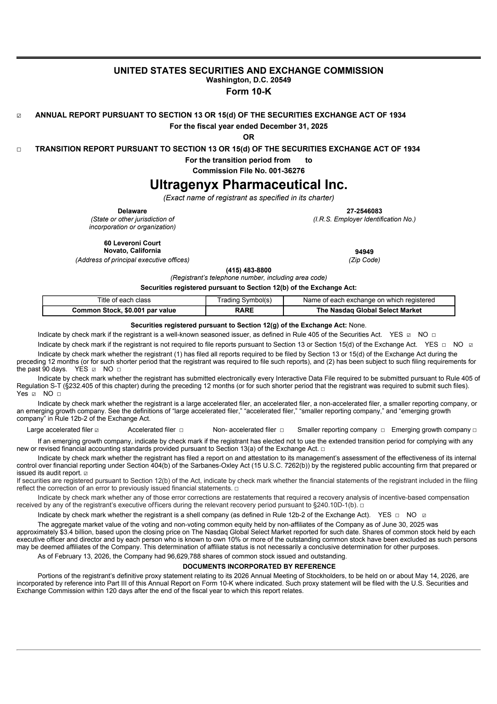 Ultragenyx Pharmaceutical's Q4 2025 Annual report