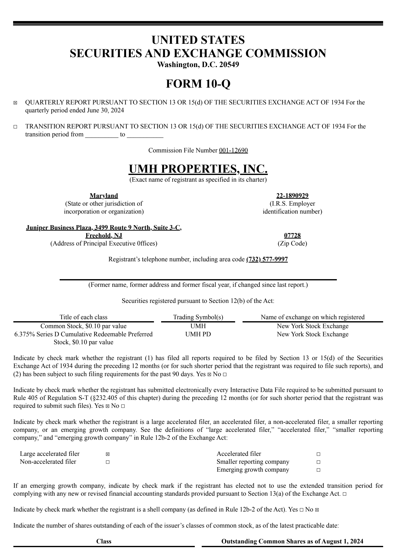 UMH Properties' Q2 2024 Quarterly report
