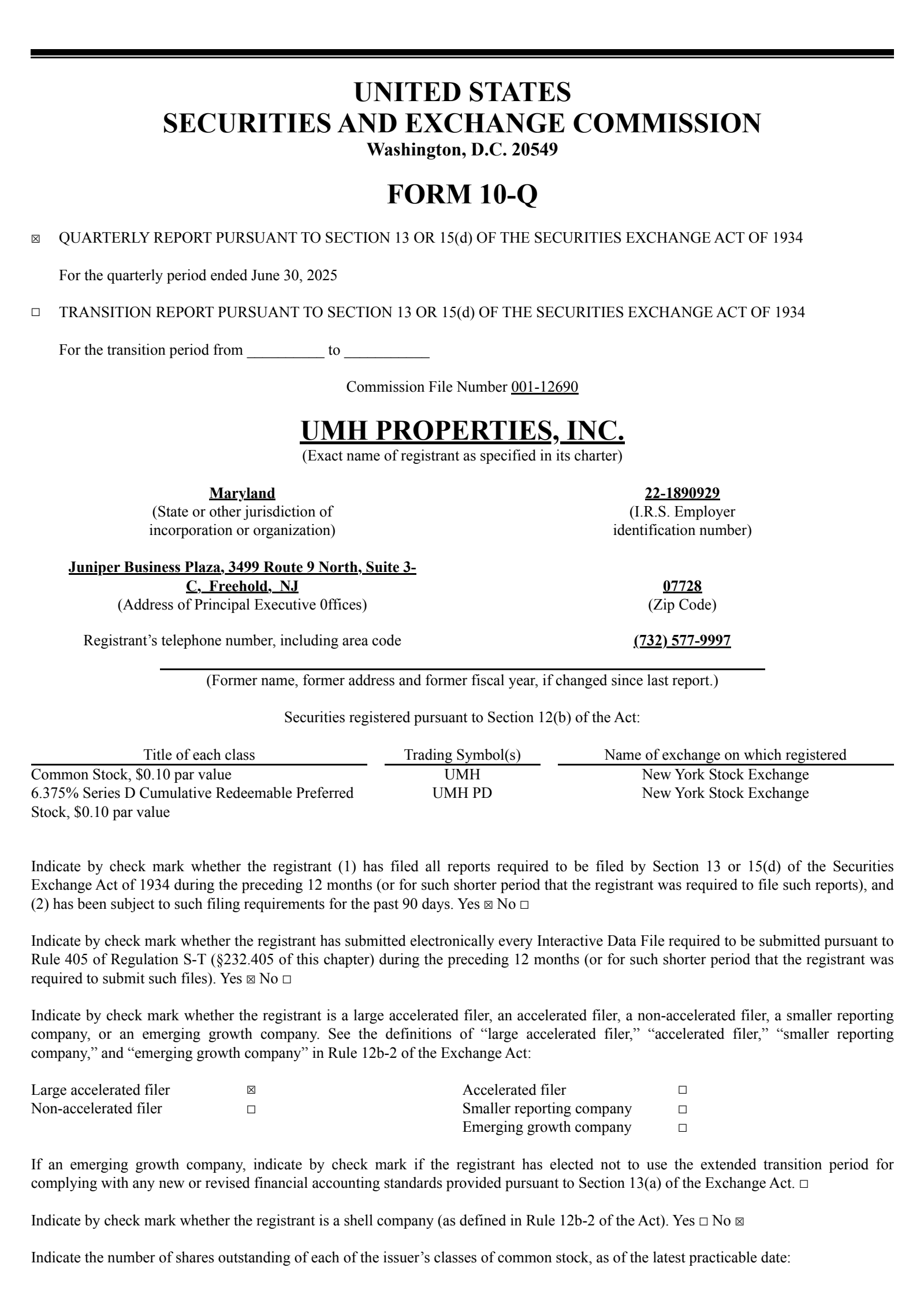 UMH Properties' Q2 2025 Quarterly report